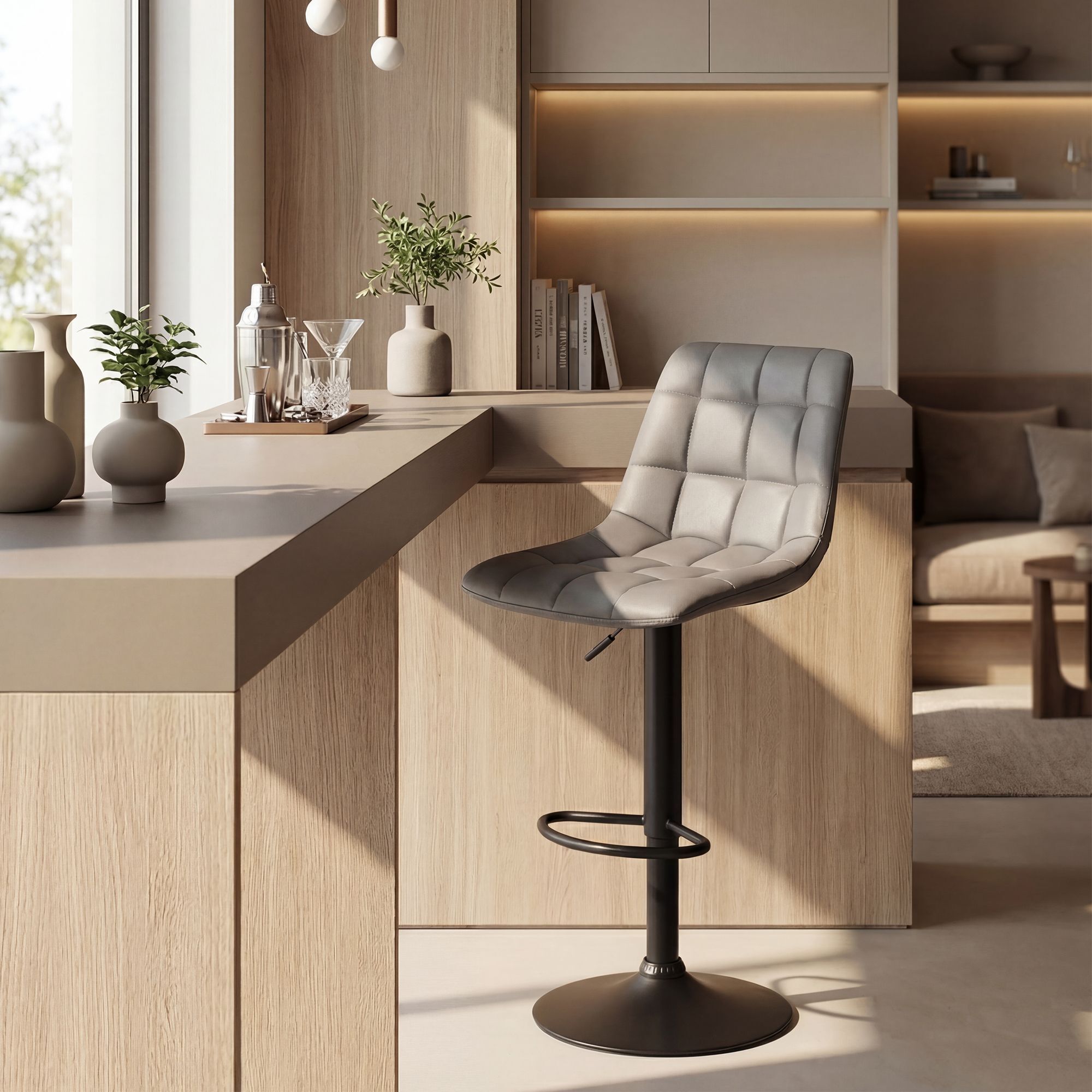 Barhocker Mapun Kunstleder, grau