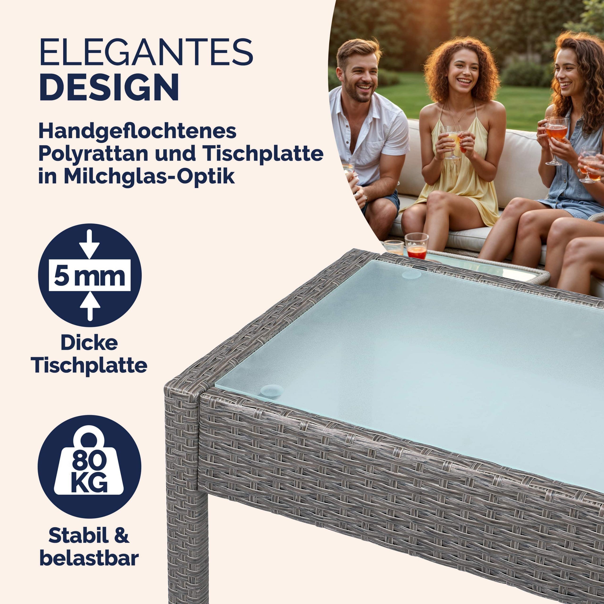 Polyrattan Garten-Sitzgruppe 4-tlg Grau/Anthrazit