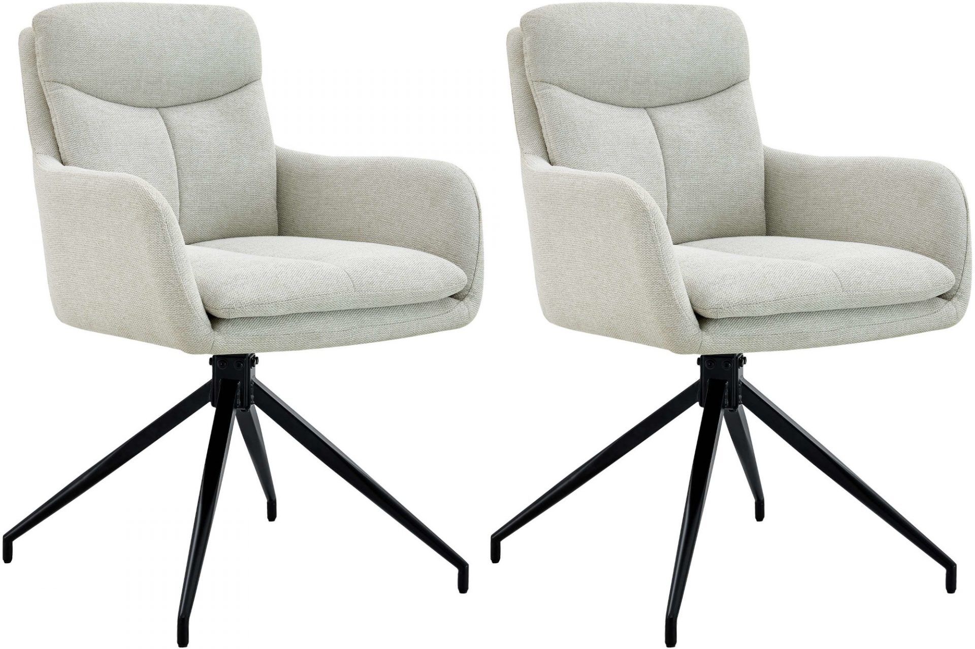 2er Set Esszimmerstuhl Somers Stoff, creme