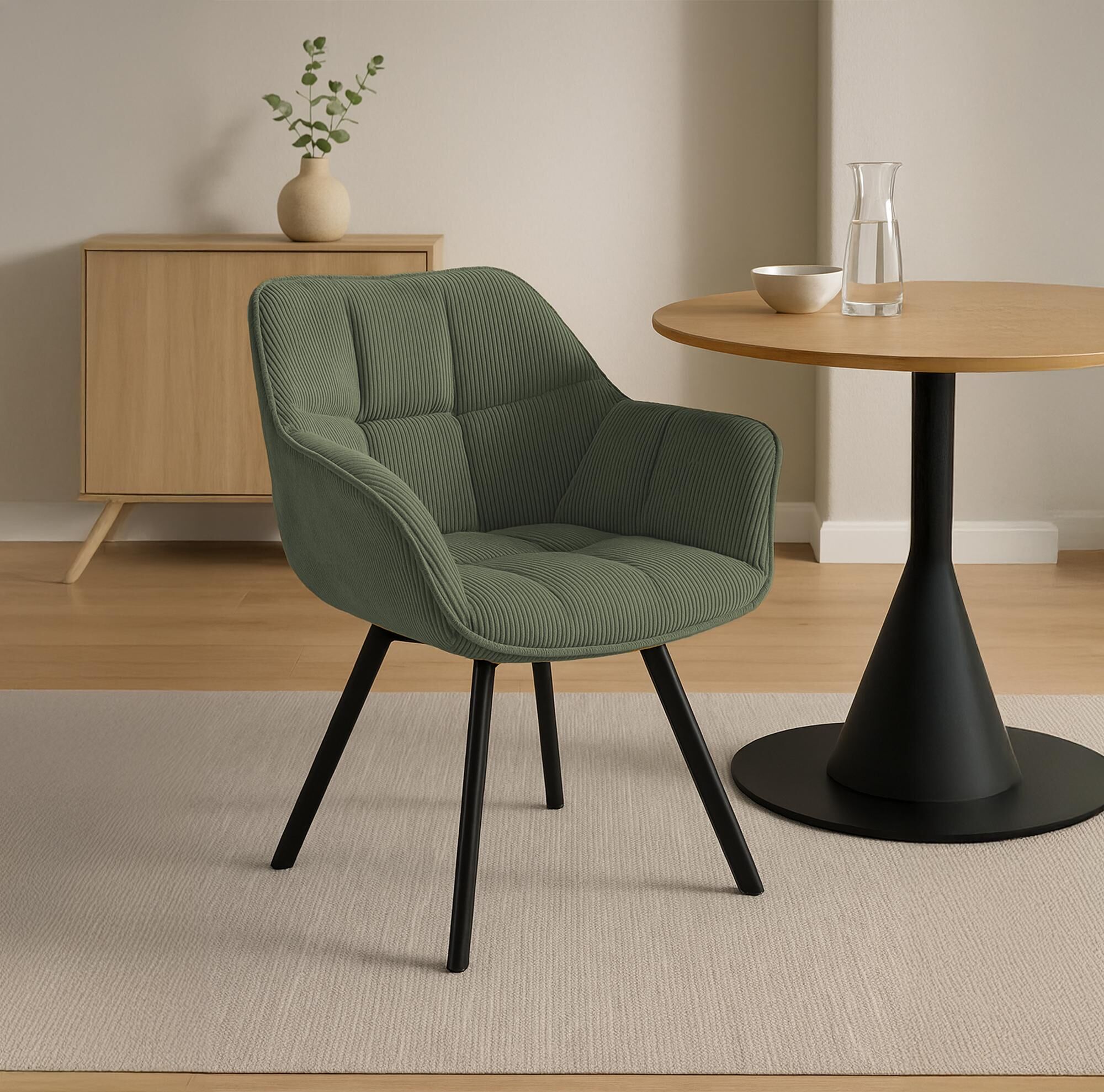Esszimmerstuhl Jordi Cord, grün