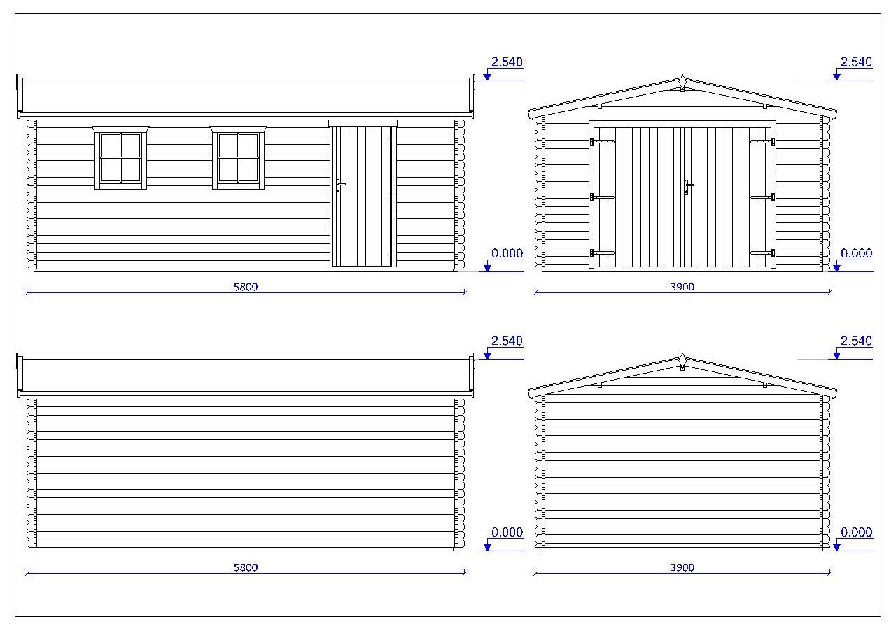 Holzgarage Norwegen 12 – 40 mm Blockbohlen mit Satteldach