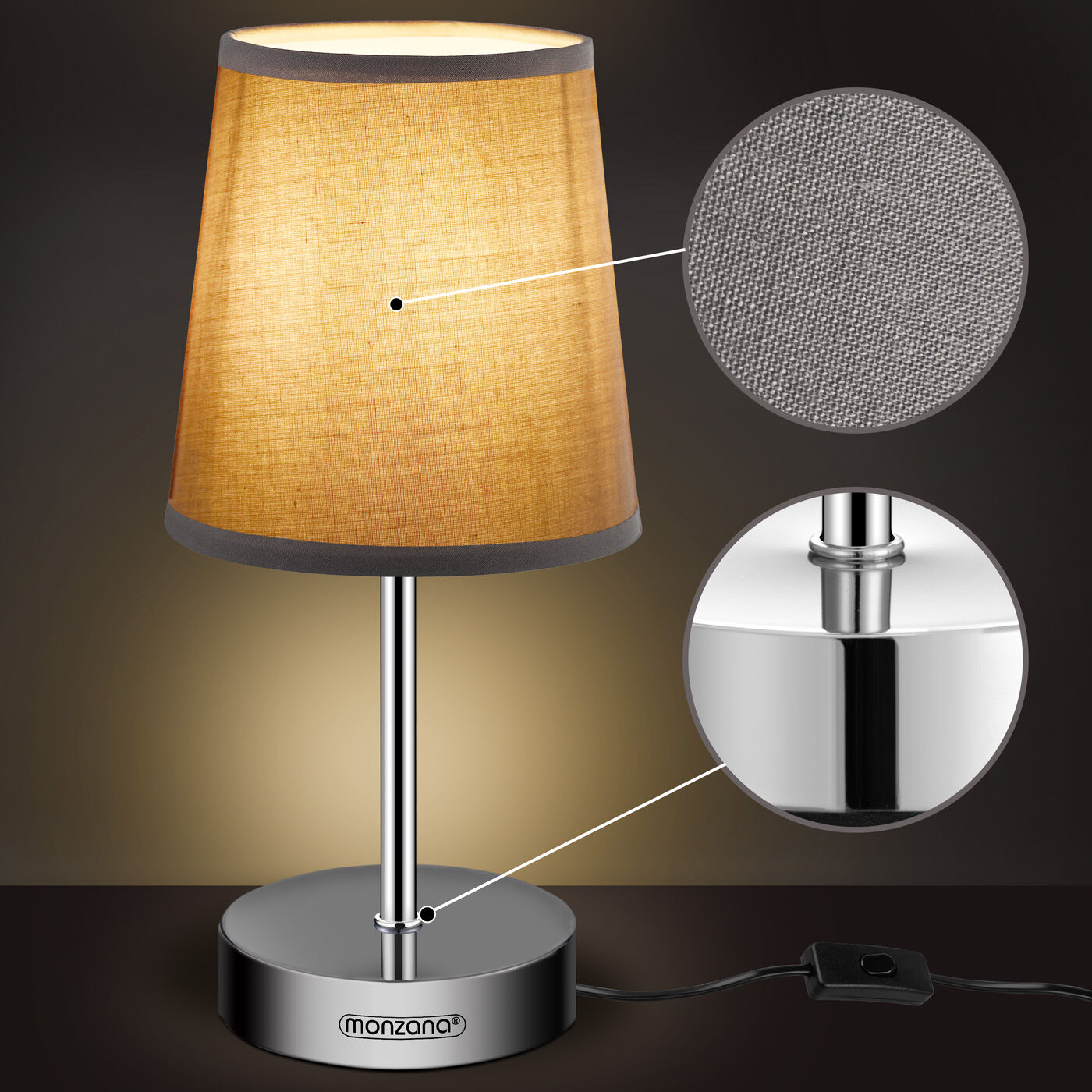 Tischlampe Lumière Taupe 32x13x13cm