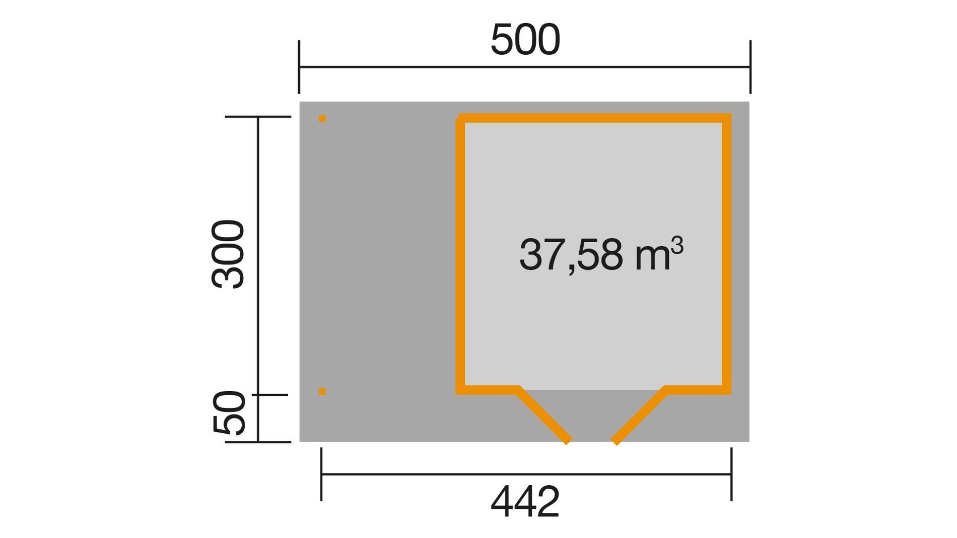 weka Design-Gartenhaus 126 Plus A 5,0x3,8m, Naturbelassen, Premium Dachbahn selbstklebend