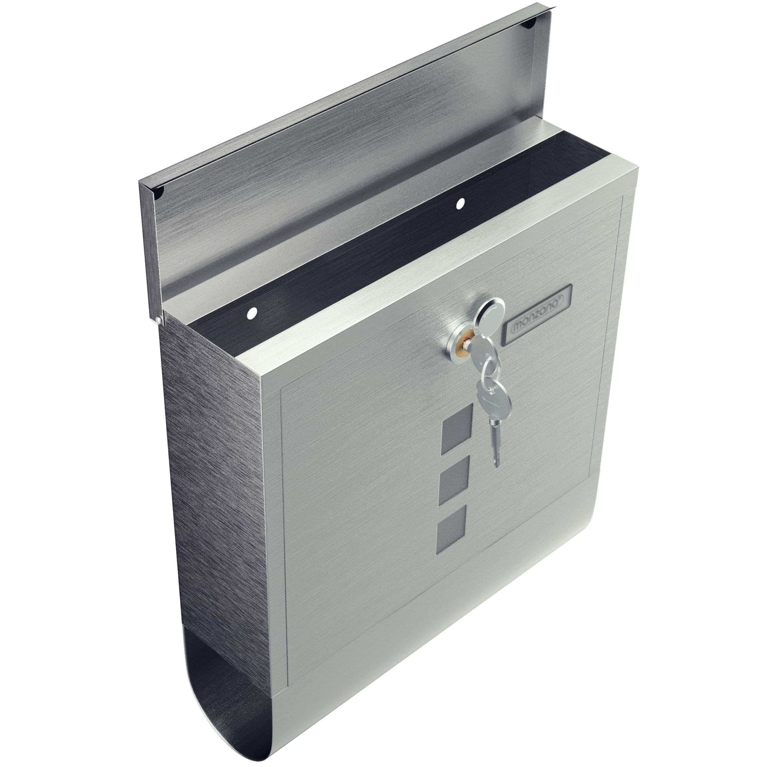 Briefkasten mit Zeitungsrohr Edelstahl Silber