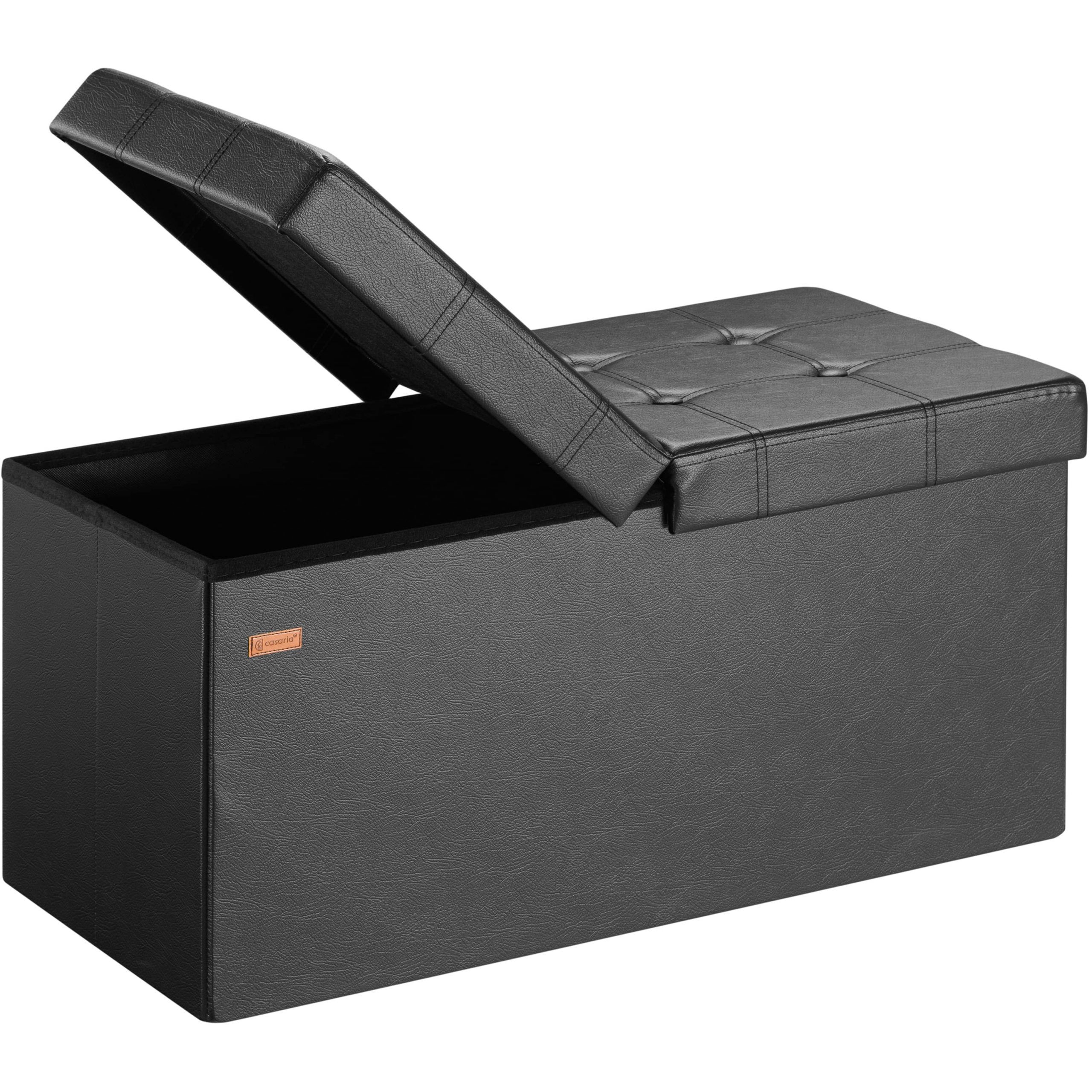 Sitzbank Schwarz 80x40x40cm mit Stauraum faltbar