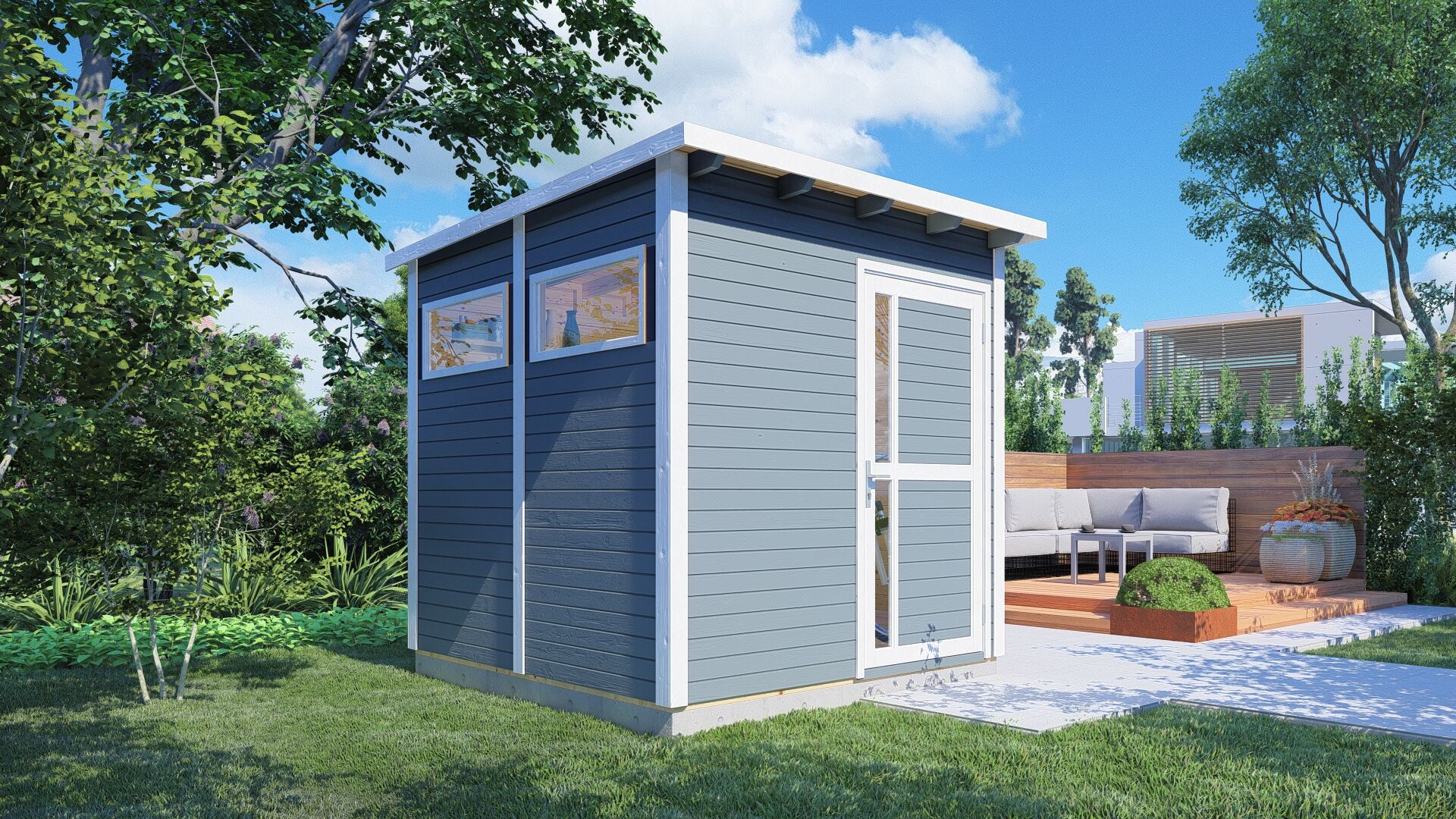 Gartenhaus Holz Bertilo Pentus 2 inkl. Fußboden 226 x 234 cm hellgrau