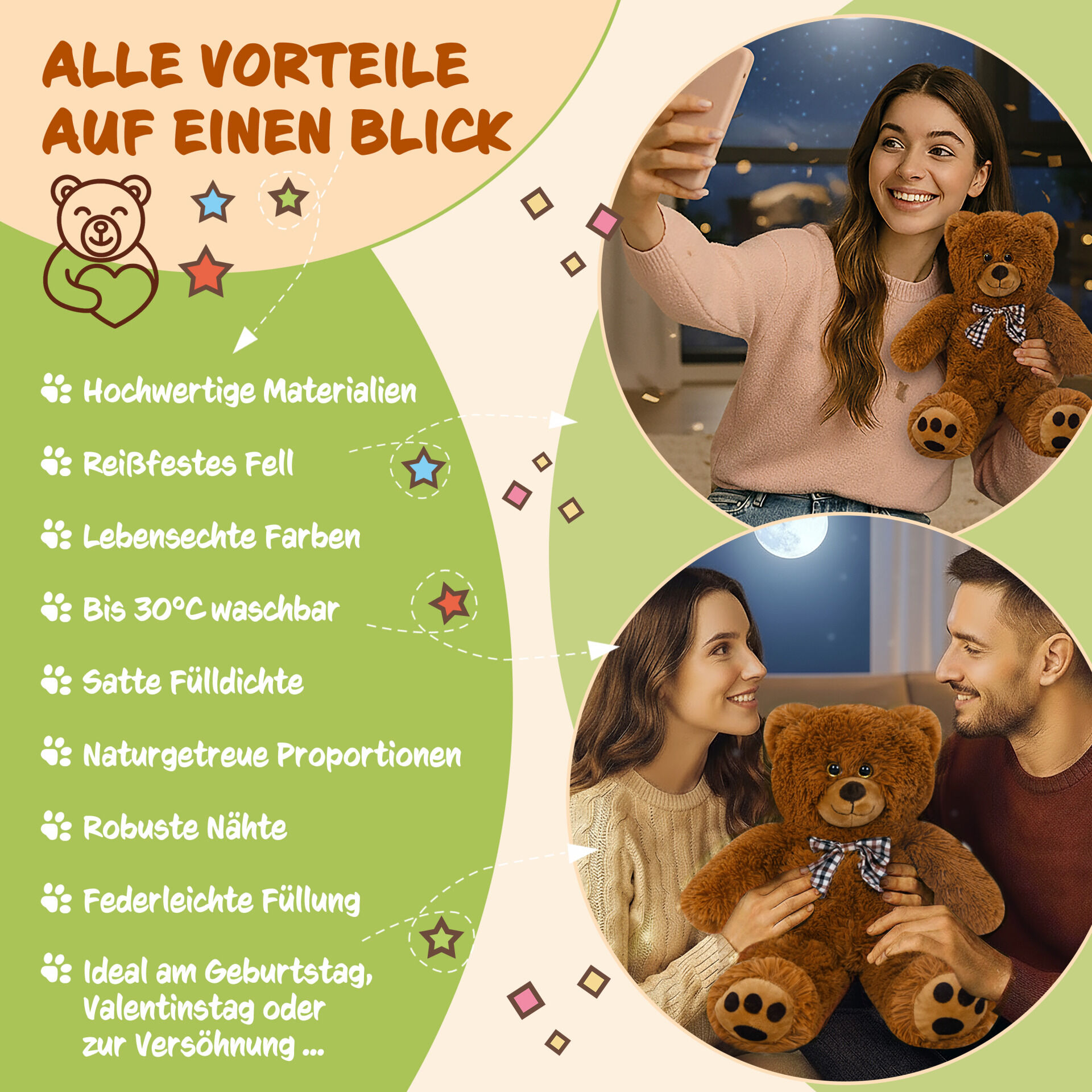 Plüschtier Teddybär L Braun 50cm