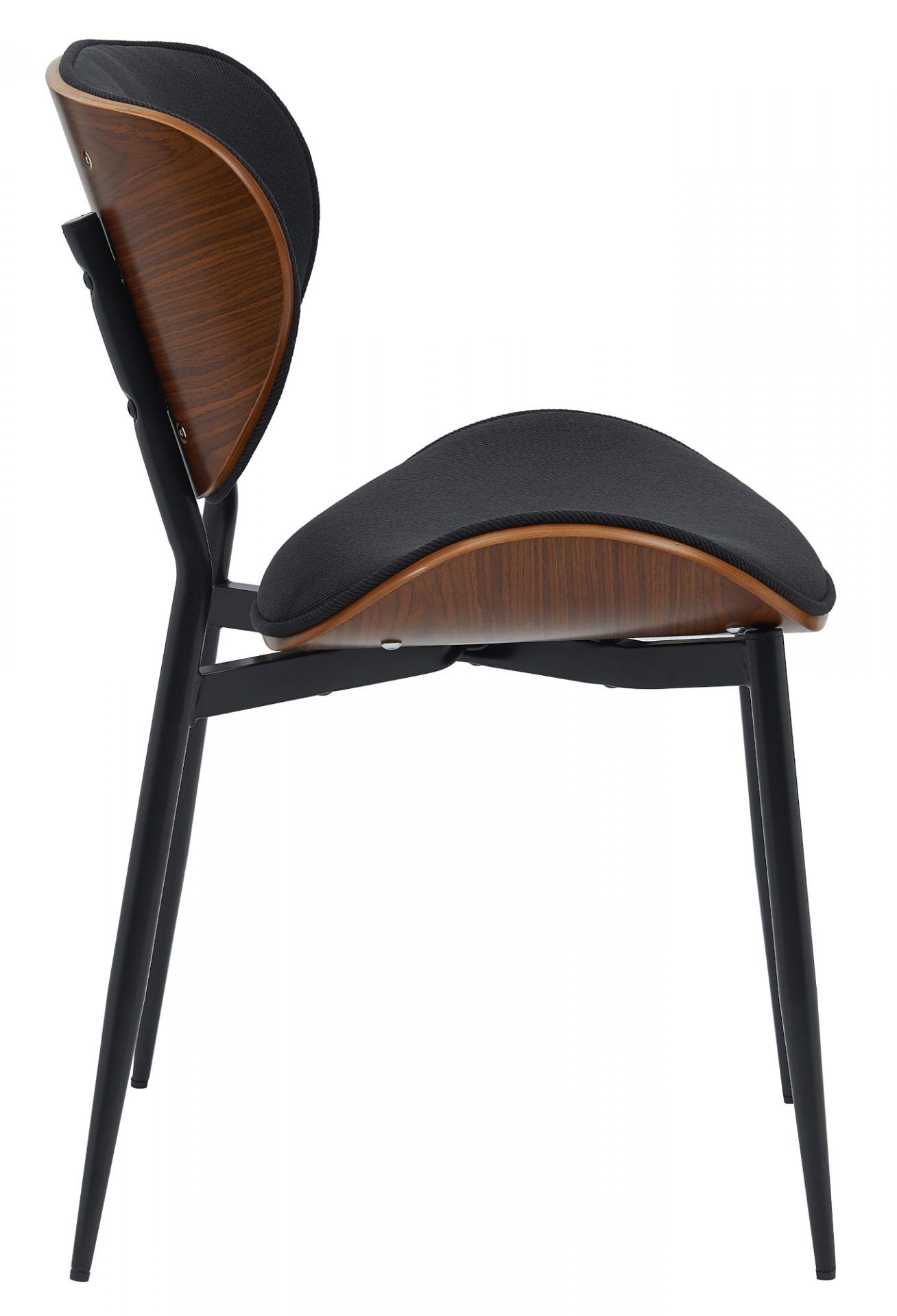 2er Set Esszimmerstuhl Enid Stoff, walnuss/schwarz