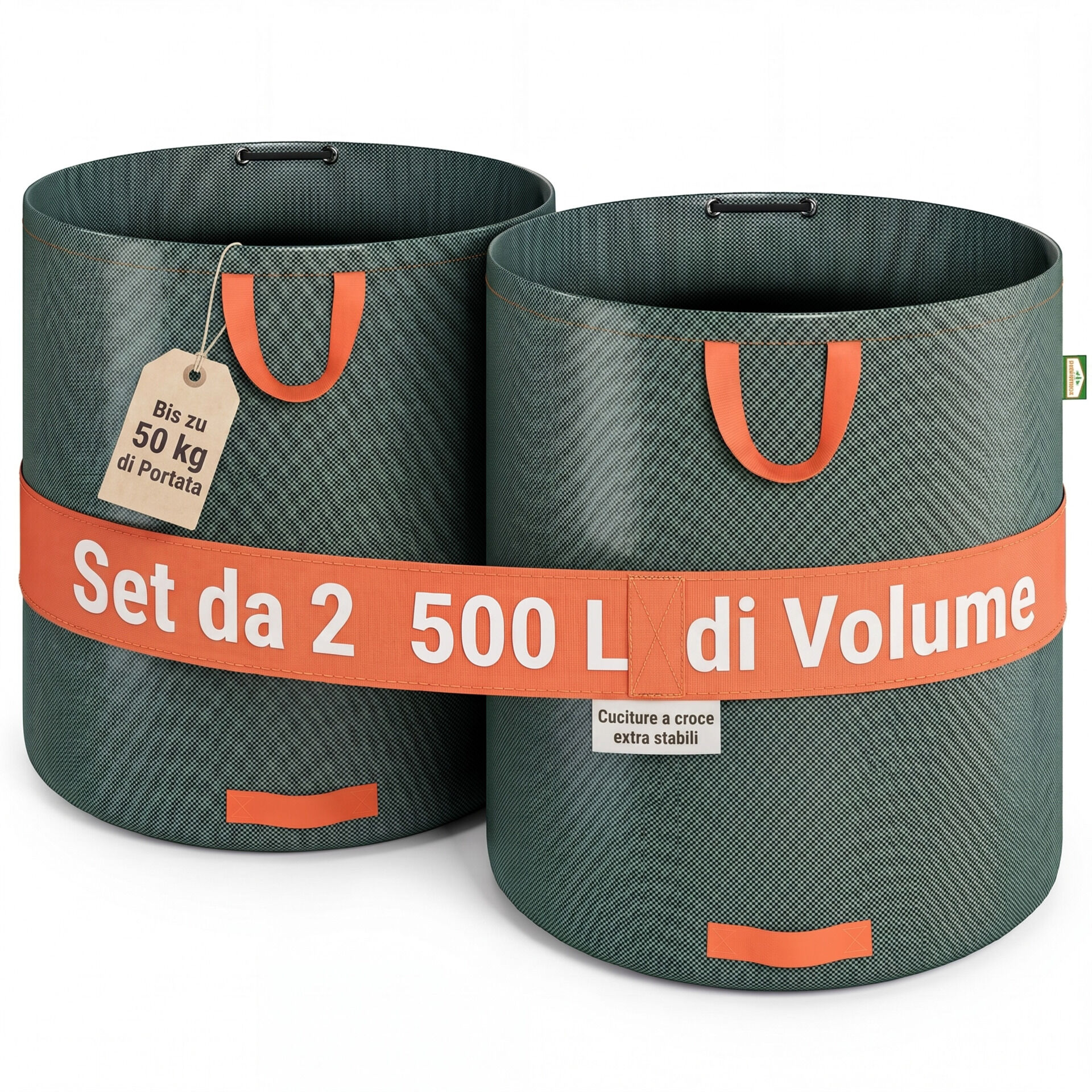 Gartenabfallsack 2er-Set Grün je 500 Liter