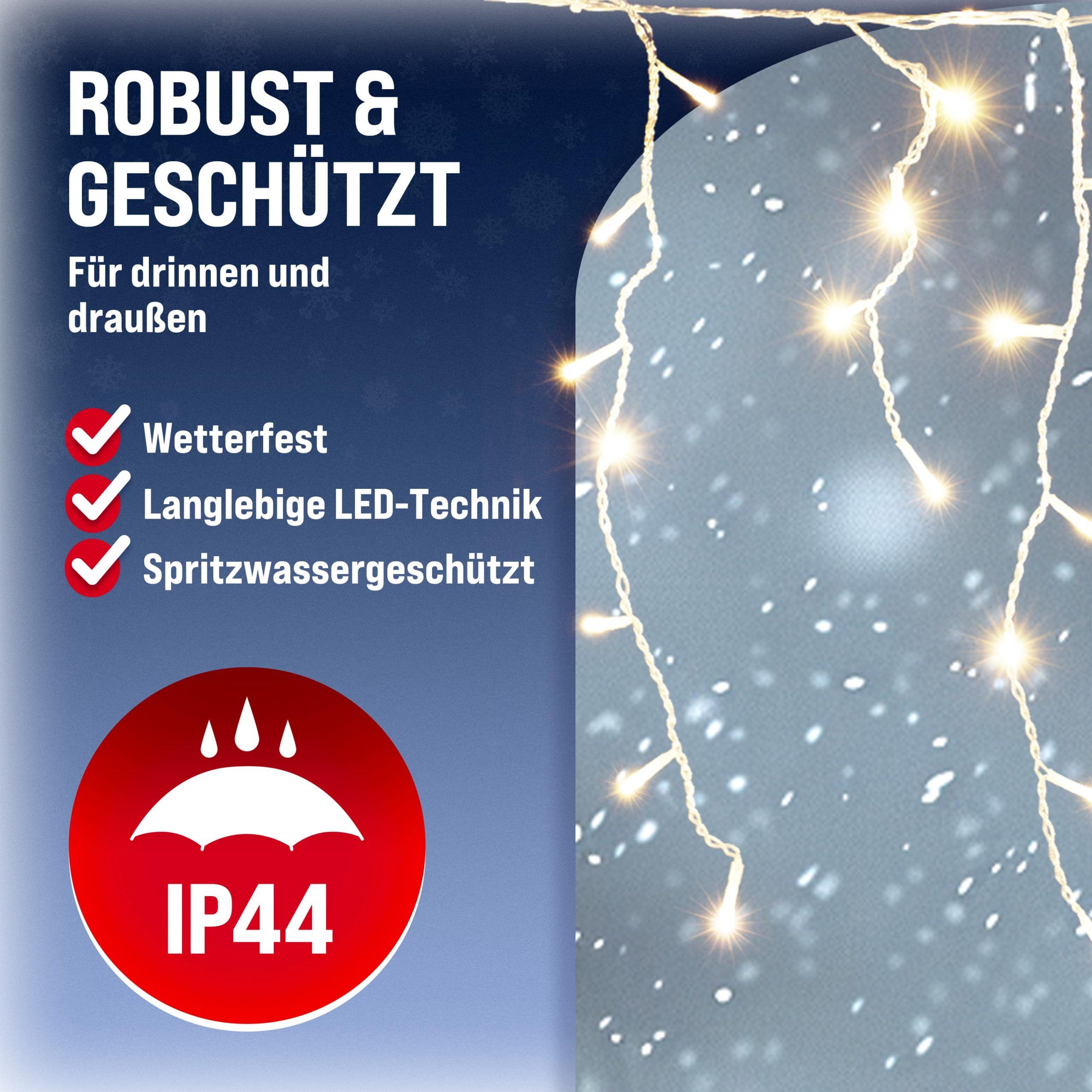 Regenlichterkette LED Warmweiß 20m