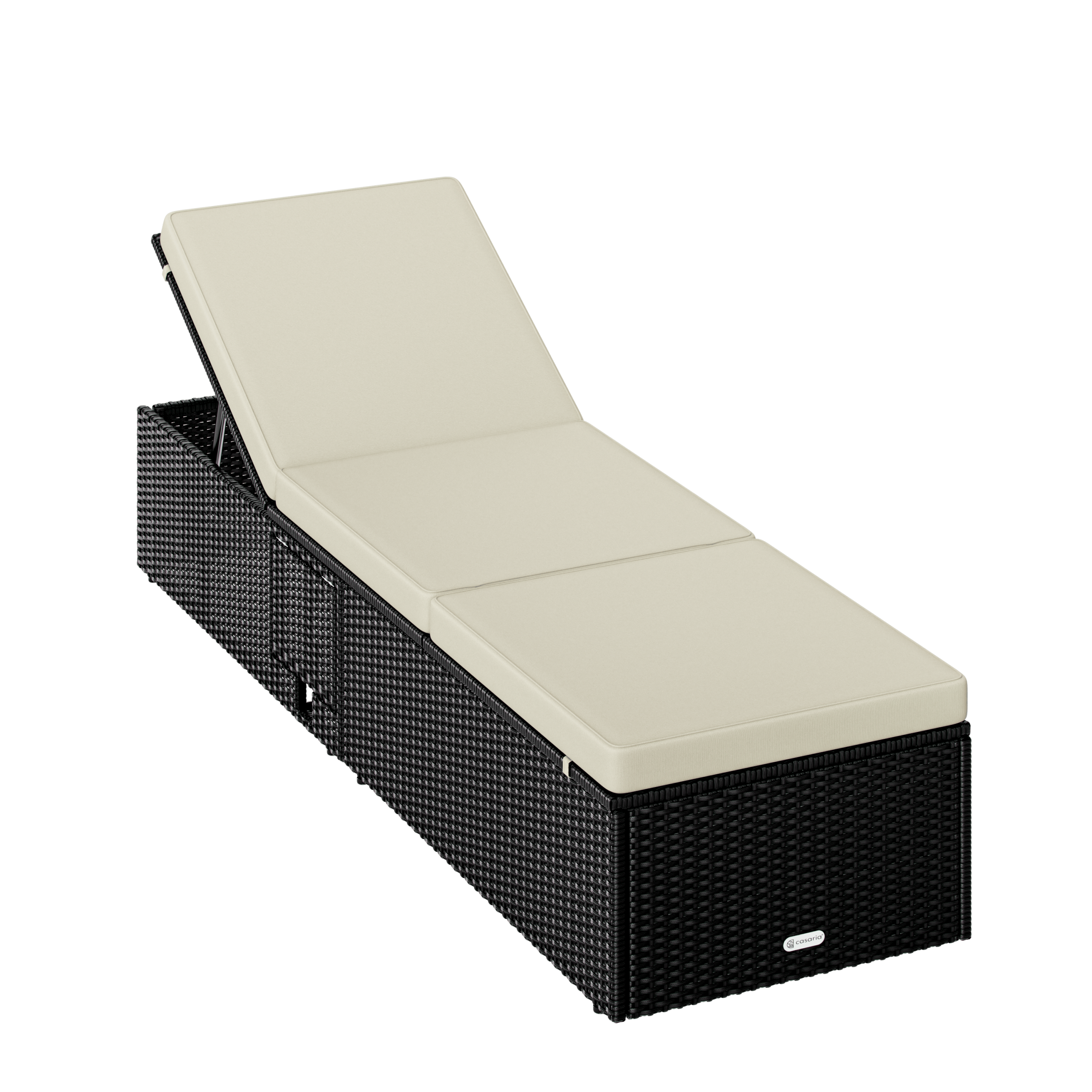 Polyrattan Gartenliege Schwarz/Creme 200x58x33cm