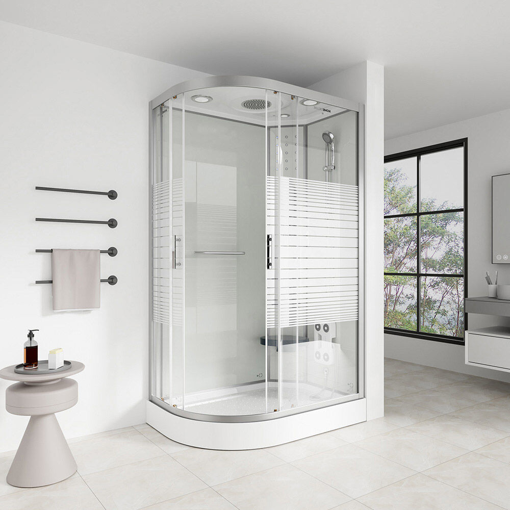 Duschkabine mit Wasserfall und Rückenmassage WHITE PEARL - 120 x 80 cm Links