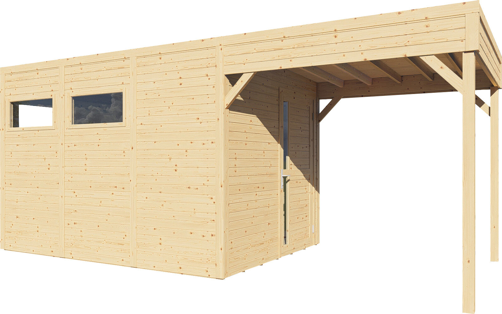 Gartenhaus Cubus 3 Lounge naturbelassen 558 x 234 cm