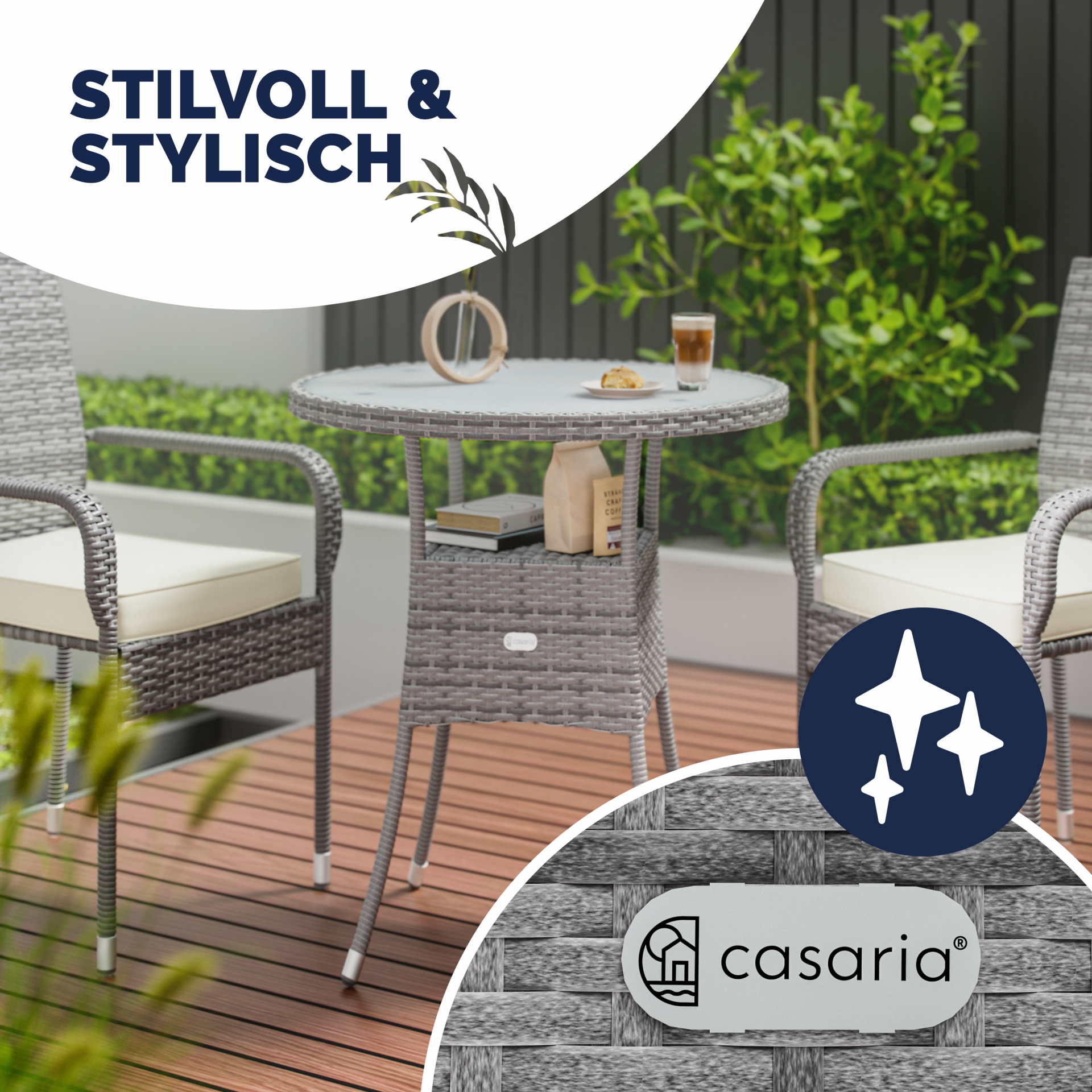 Polyrattan-Tisch Grau rund Ø60cm
