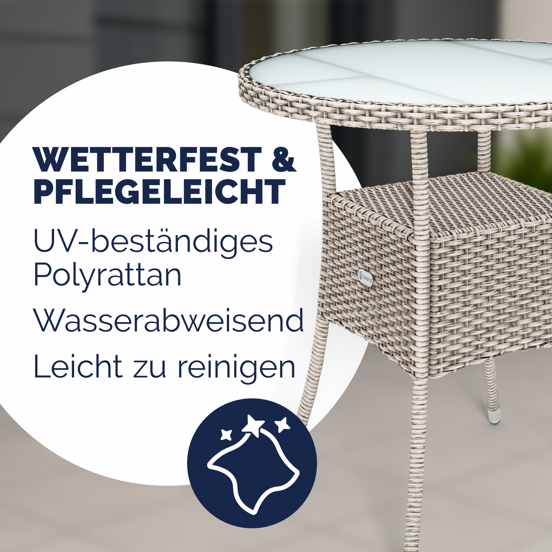 Polyrattan Tisch Creme Ø60cm