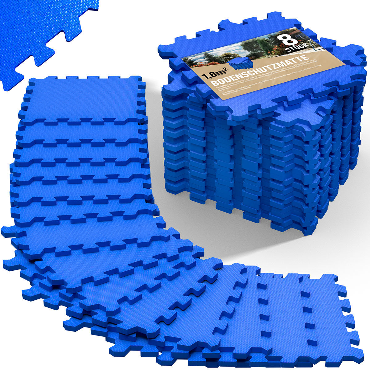 Bodenschutz-/Puzzlematten 8-tlg Blau 180x90x1cm