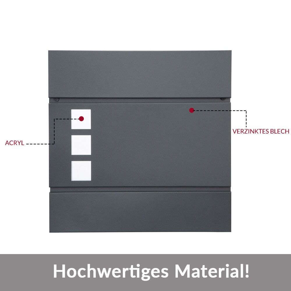 Designer Briefkasten mit Sichtfenster Anthrazit