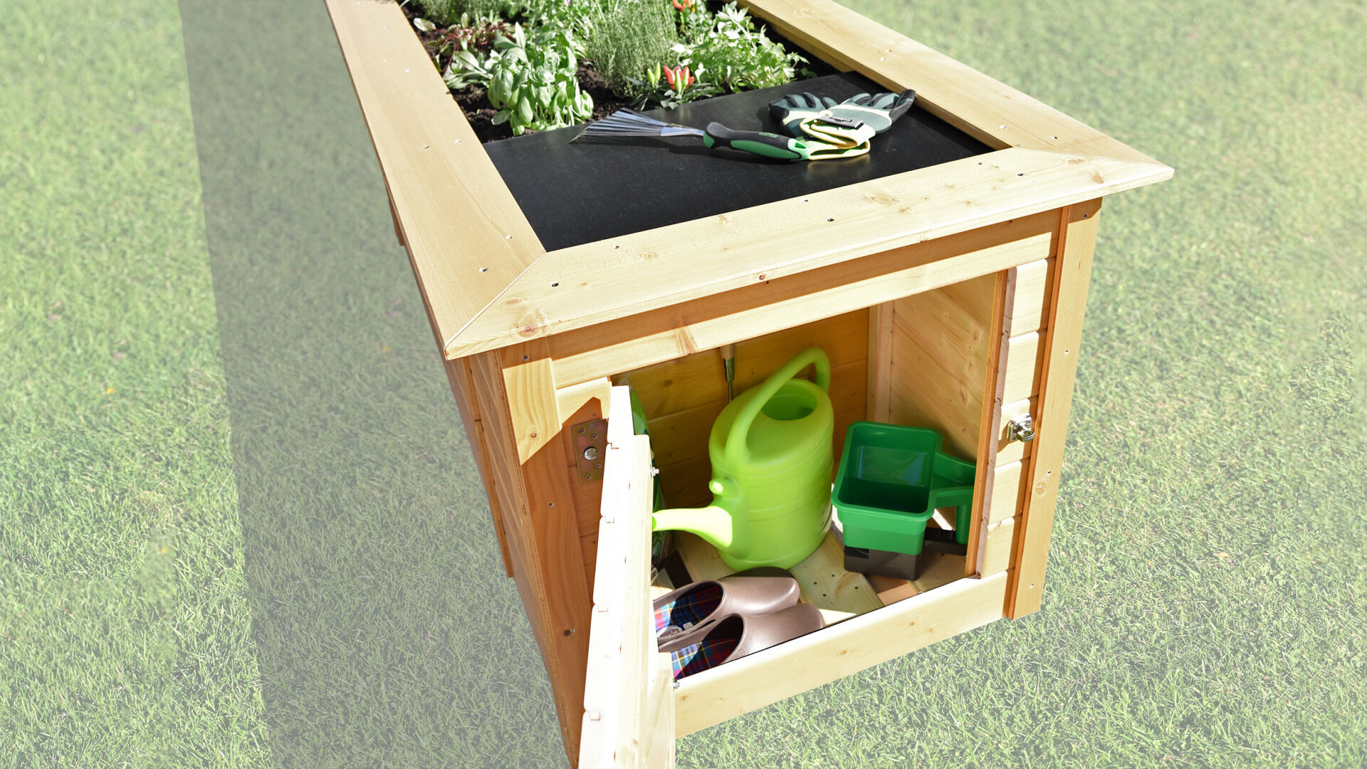 weka Profi-Hochbeet 669, natur, 21 mm, mit Ablagefläche und Abstellraum