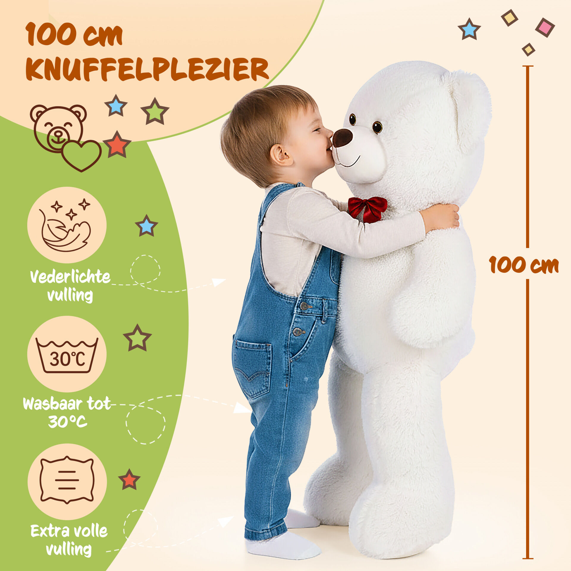 Plüschtier Teddybär XL Weiß 100cm