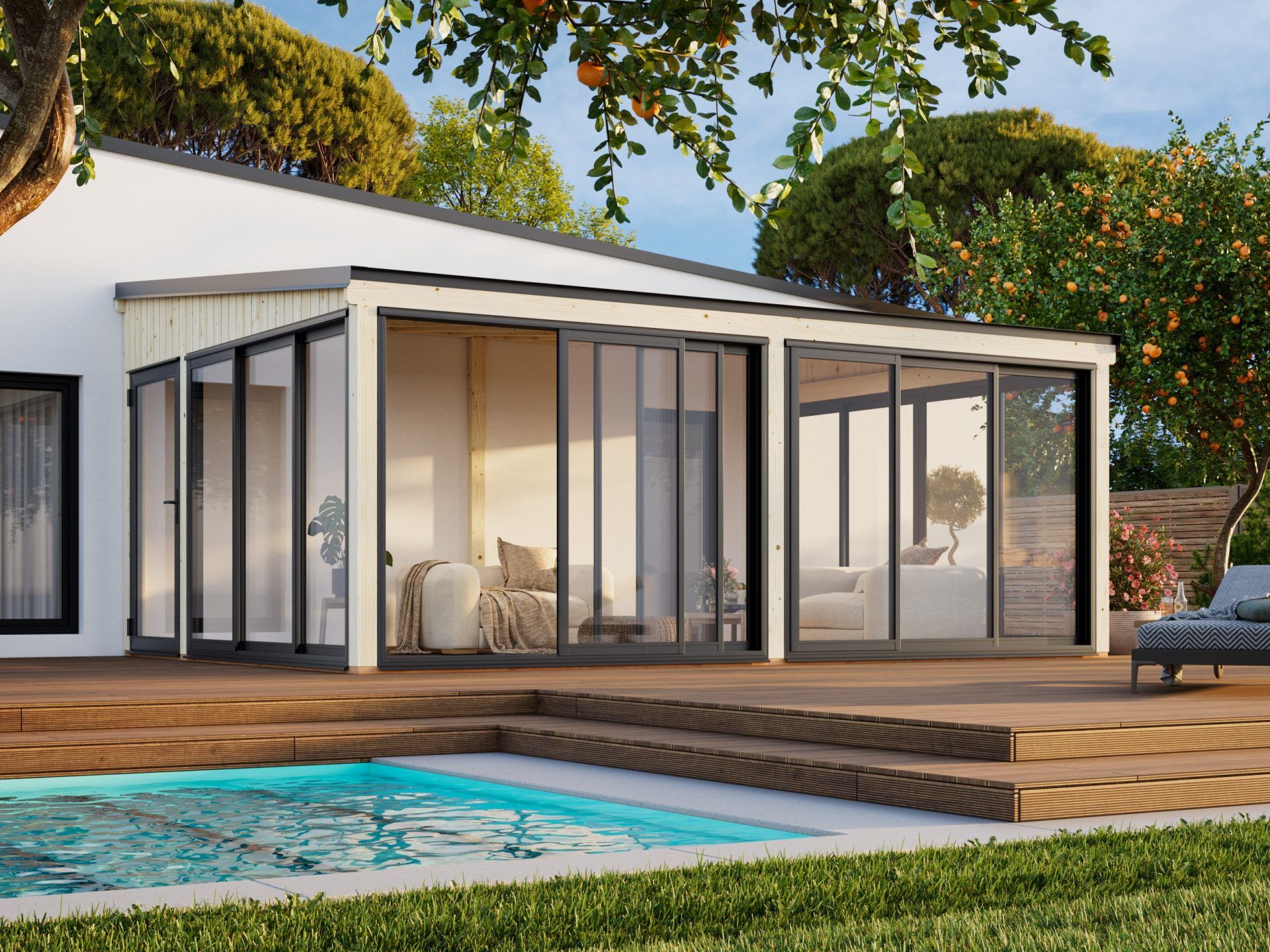 Palmako Gartenzimmer Glashaus Lumi 23,3 m² Slide Plus