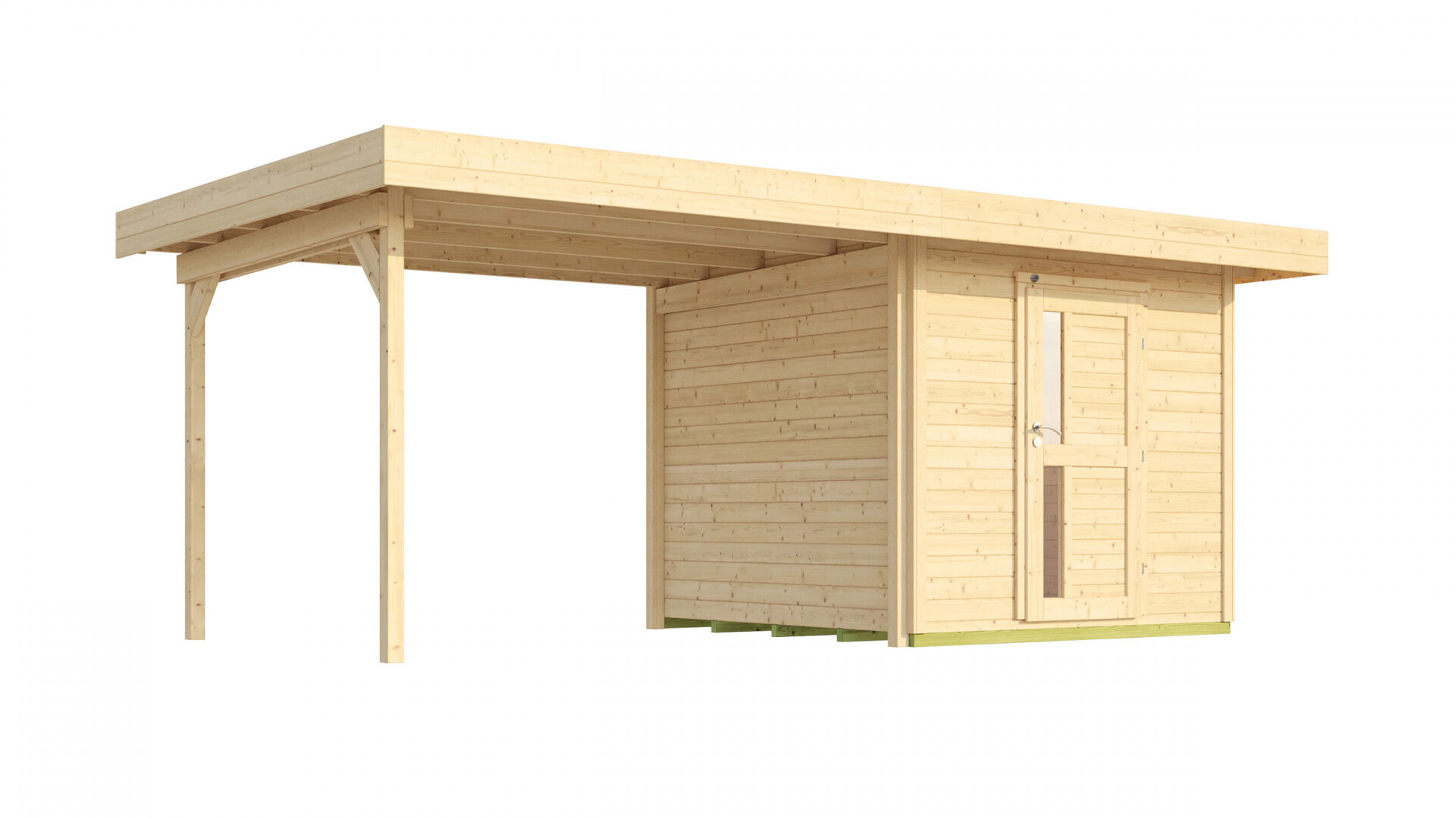 weka Design-Gartenhaus 172 B 5,8x3,8m, Naturbelassen, Premium Dachbahn selbstklebend