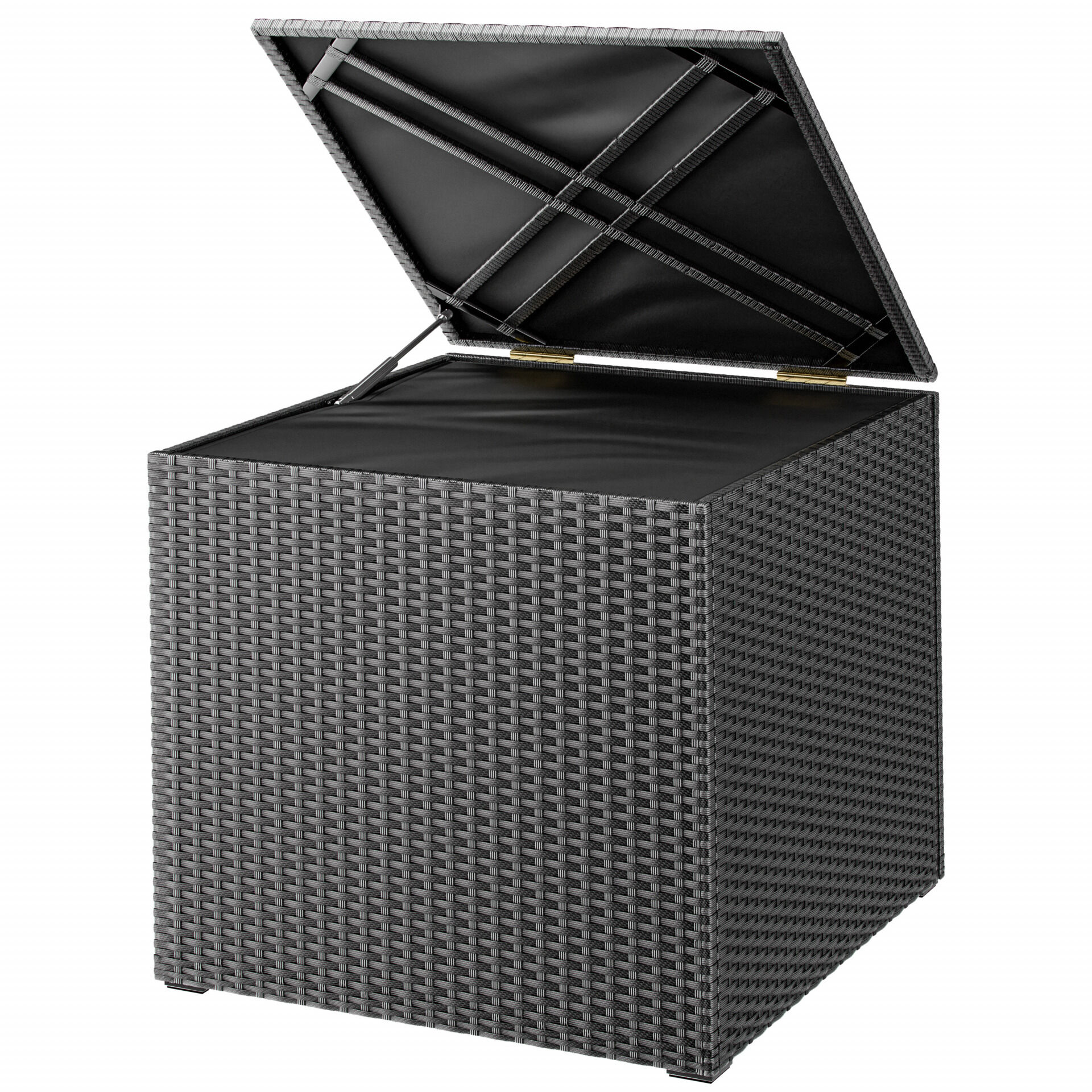Gartenbox Polyrattan 318L Schwarz mit Innenverkleidung wetterfest