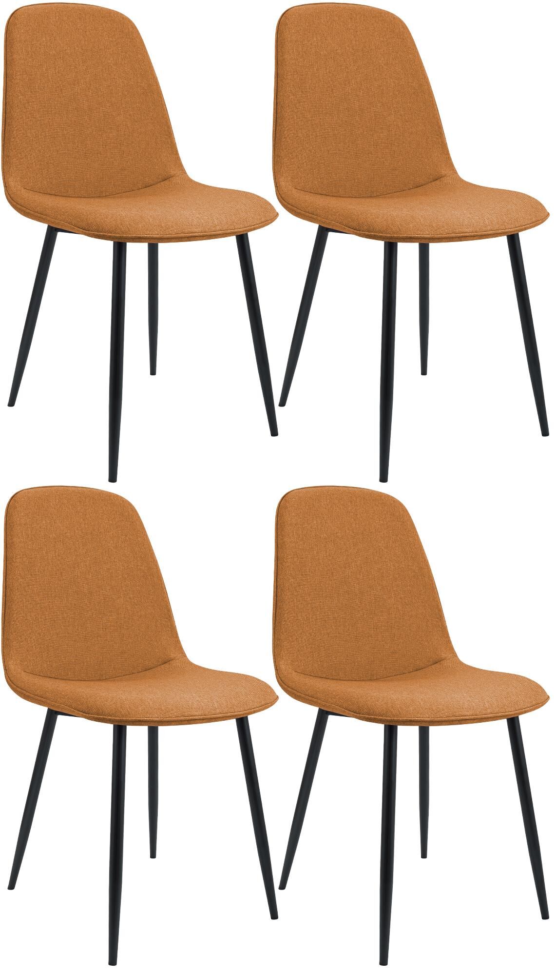 4er Set Esszimmerstuhl Maryam Stoff, orange