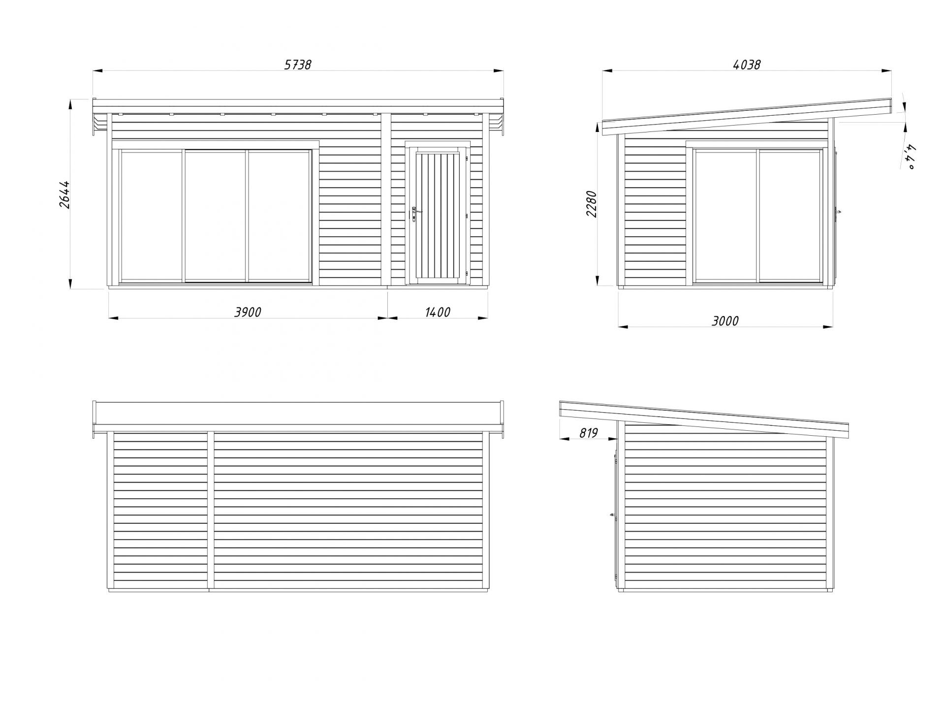 Palmako Pultdach Gartenhaus Andrea 15,2 m² Slide