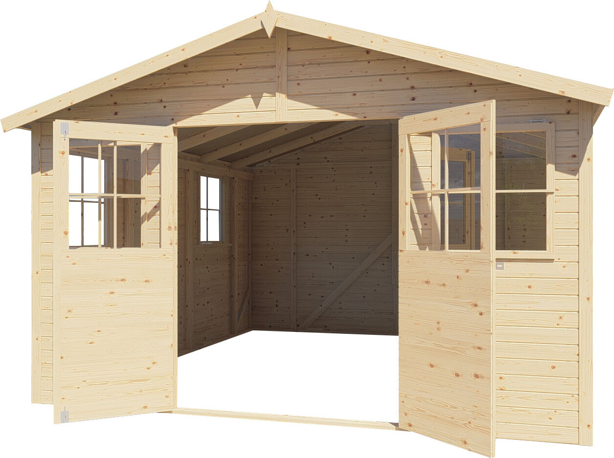 Gartenhaus Holz Workshop 2 naturbelassen 346 x 415 cm