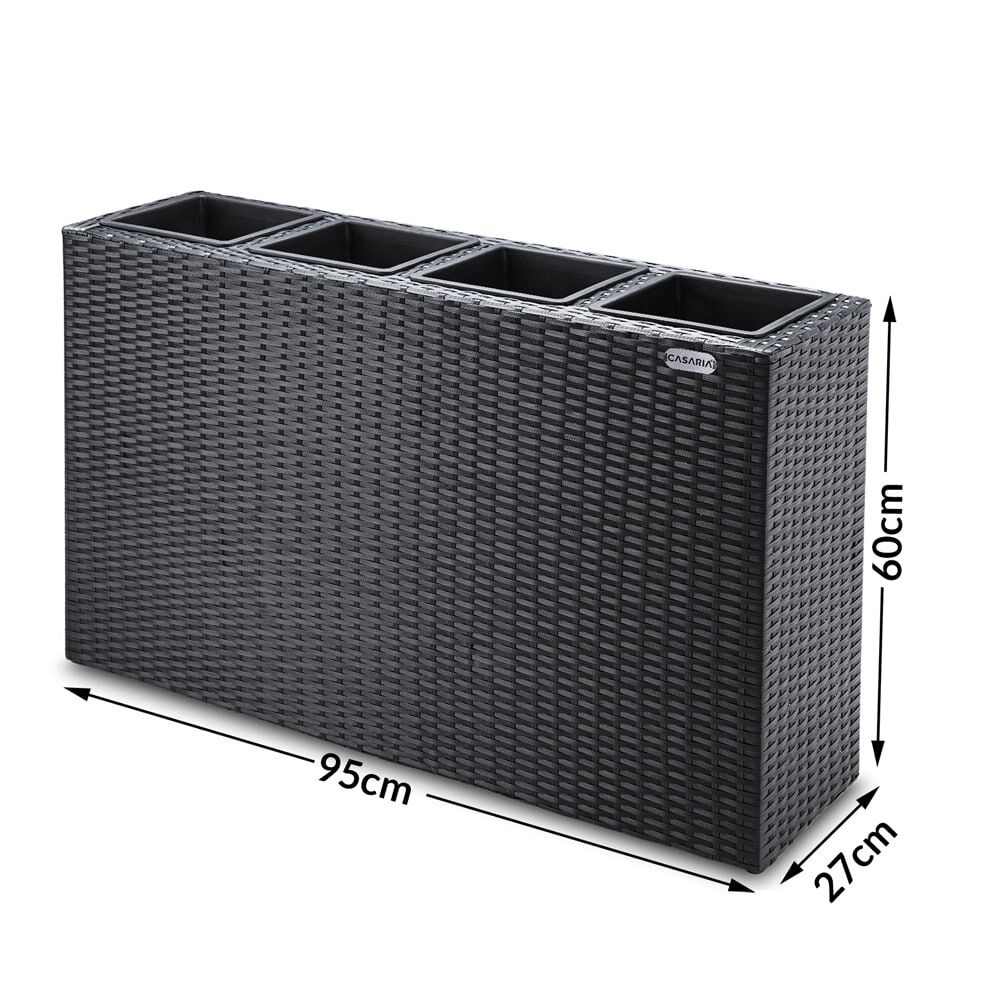 Polyrattan Blumentopf Schwarz 95x27x60cm