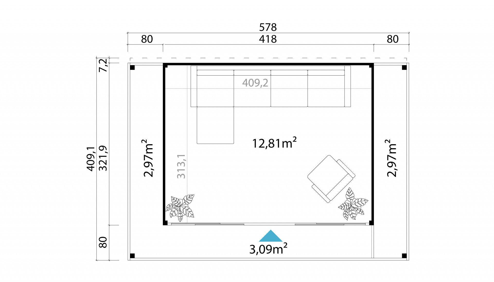 Lasita Maja Gartenhaus Domeo 4 Loggia