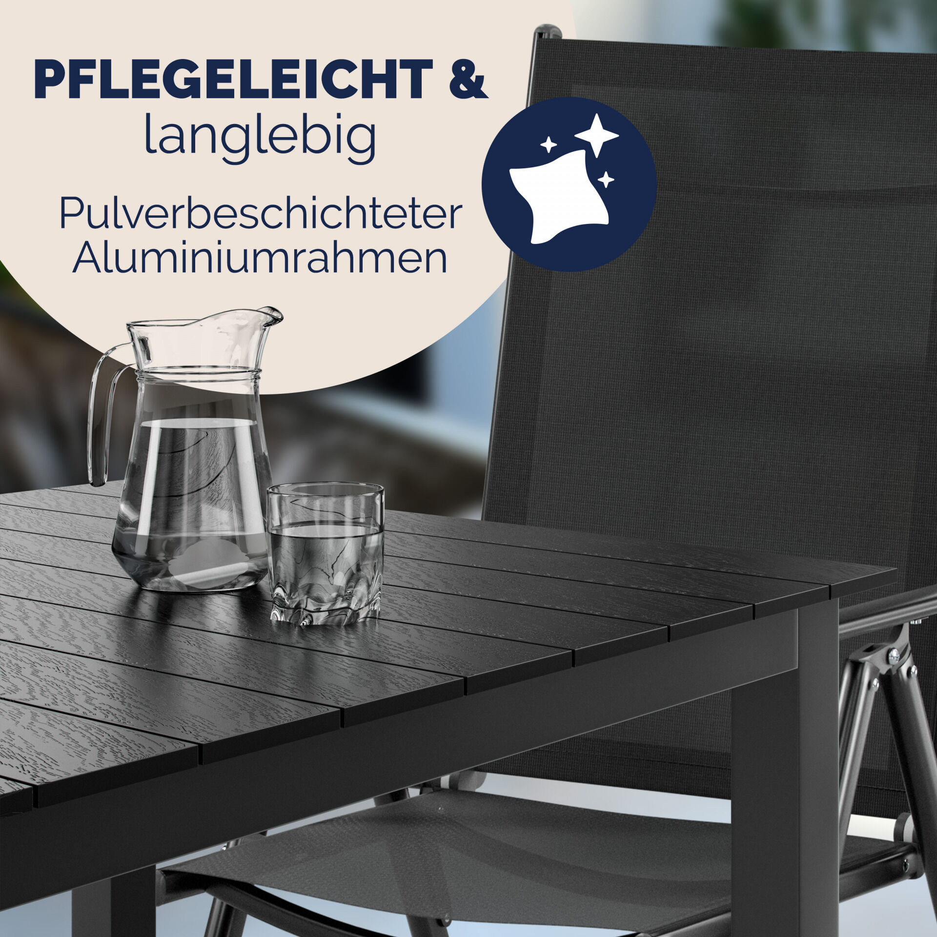 Garten-Sitzgruppe Bern 5-tlg Anthrazit Alu WPC Tischplatte