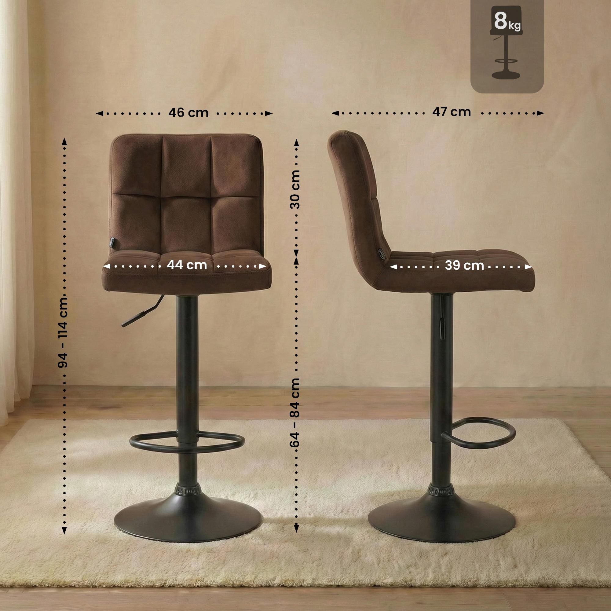 Barhocker Peru Samt schwarz, braun