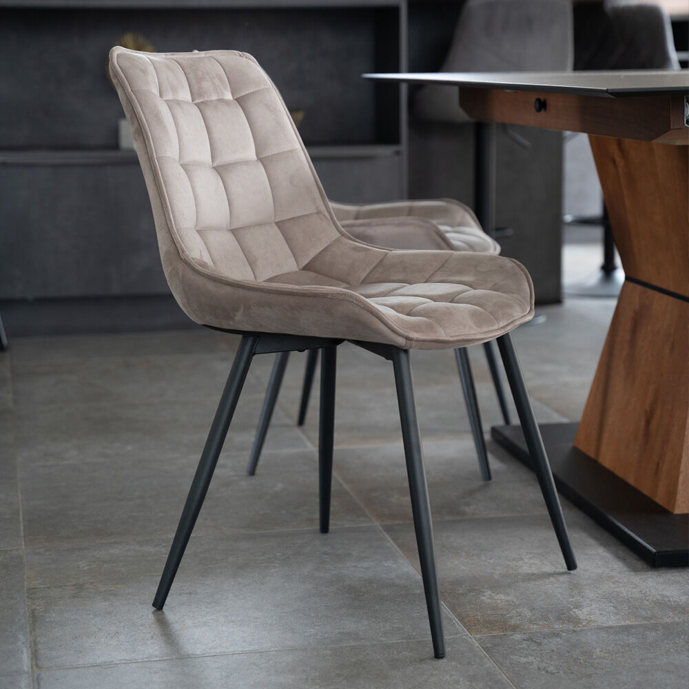 Polsterstuhl Esszimmer Samt IKALO – 8er Set Hellbraun