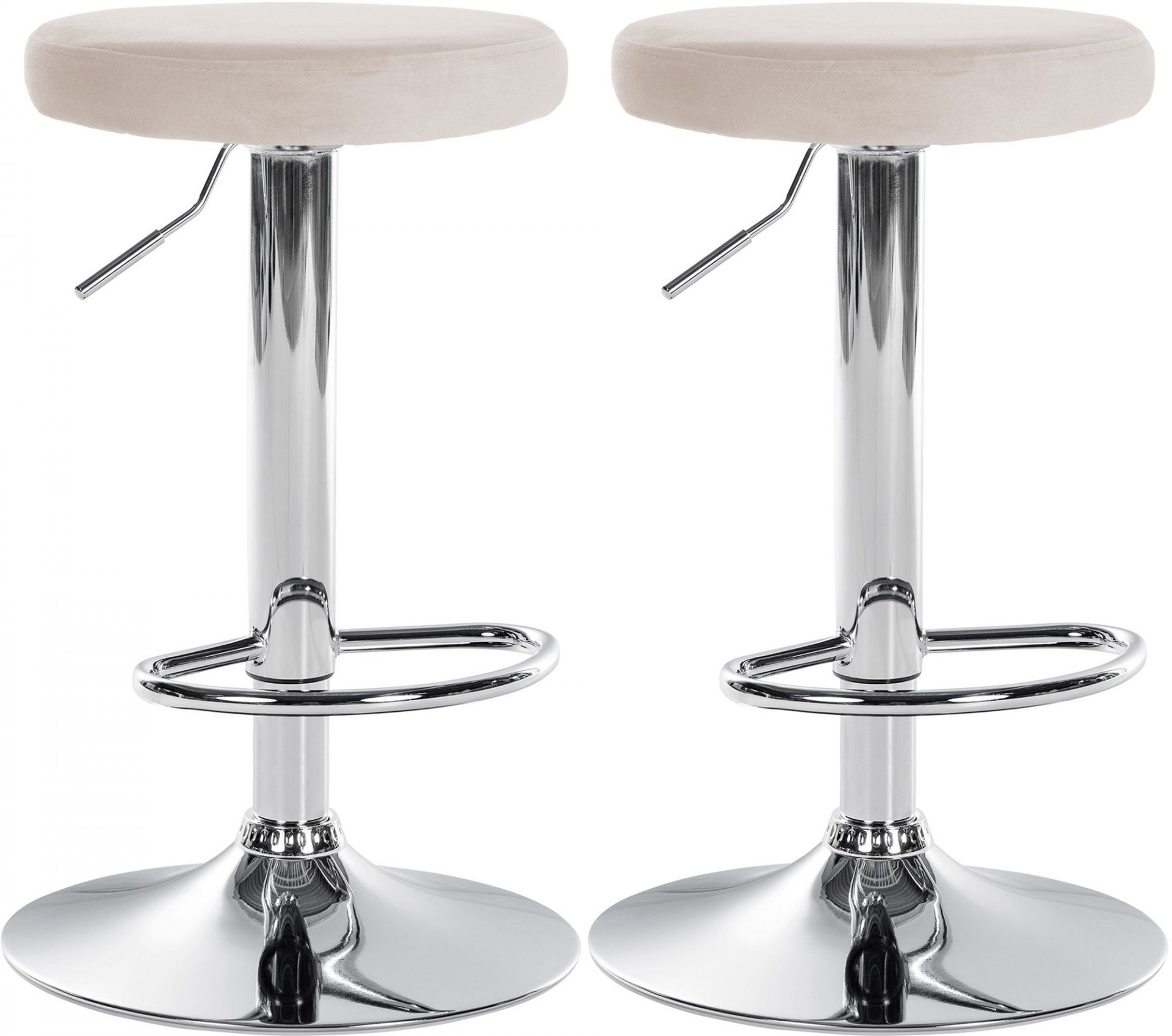 2er Set Barhocker Ponte Samt chrom, creme