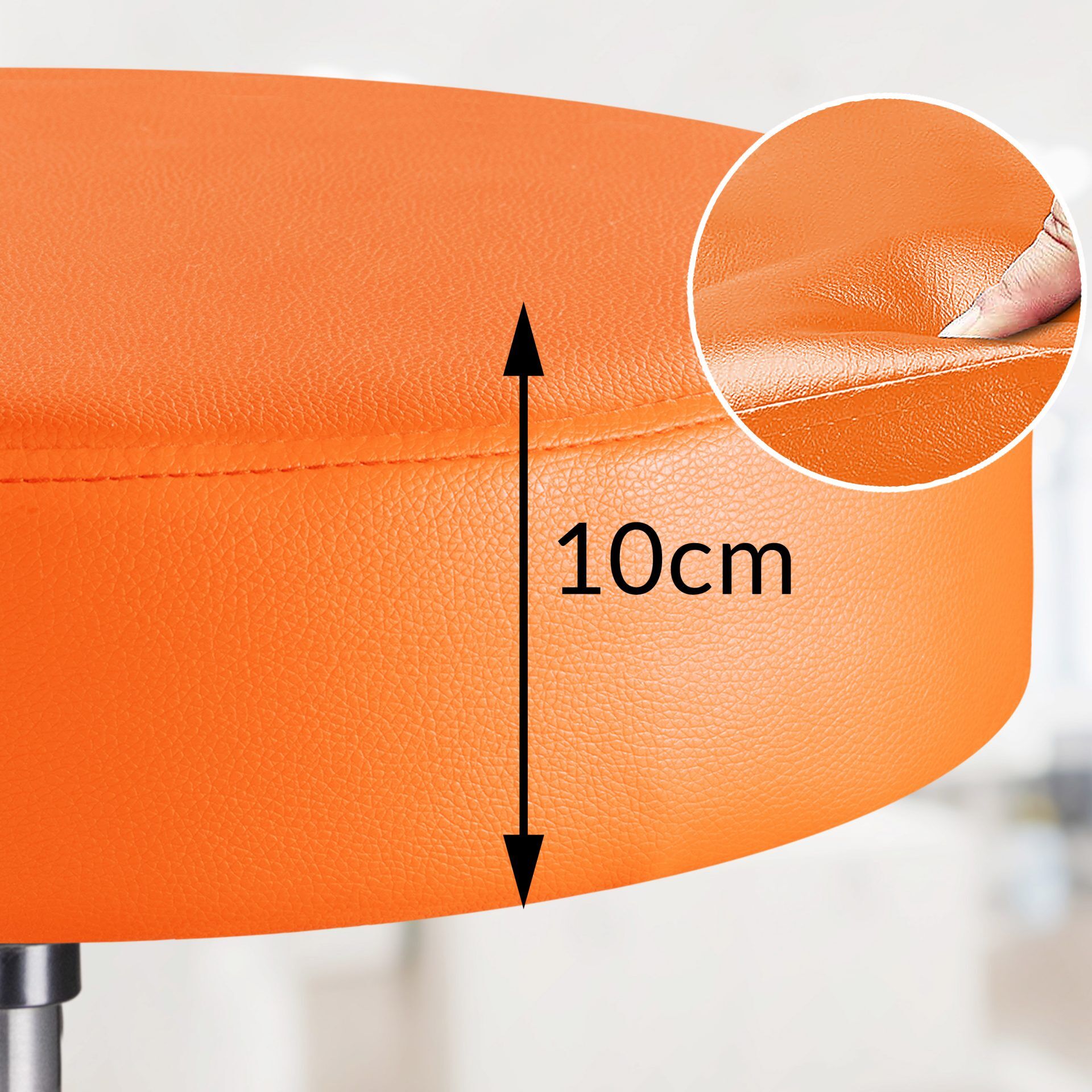 Rollhocker Kunstleder Orange 360° drehbar