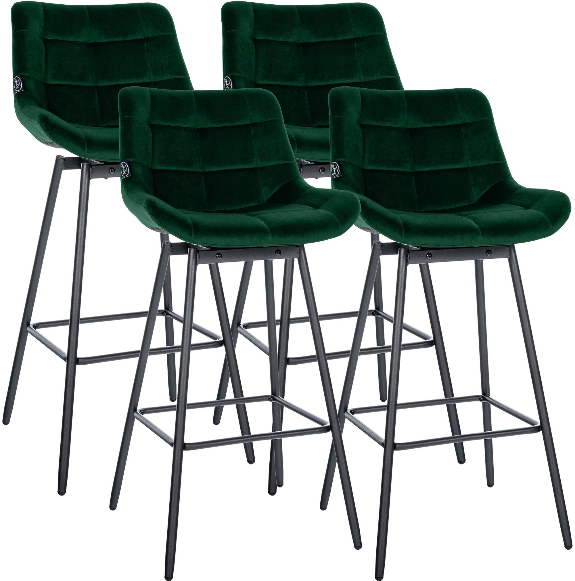 4er Set Barhocker Weston Schwenkbar Samt, dunkelgrün