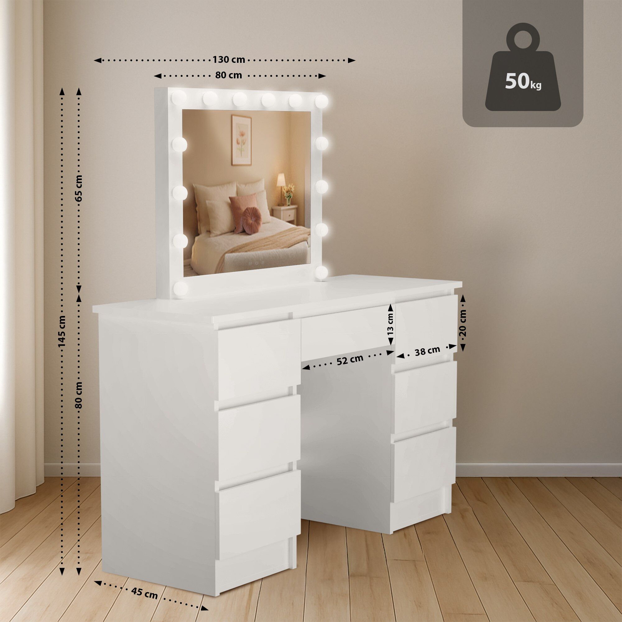 Schminktisch Duffy, weiß