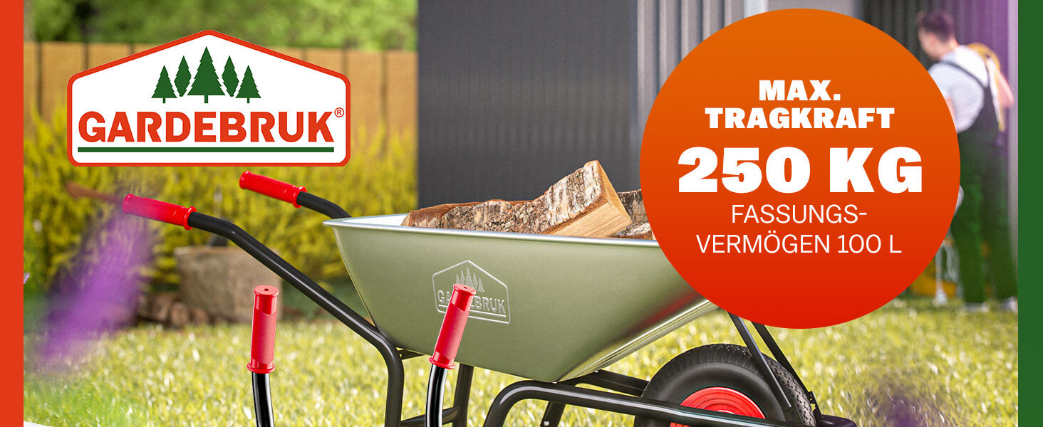 Schubkarre verzinkt 250kg Tragkraft 100L Luftreifen Ø39cm