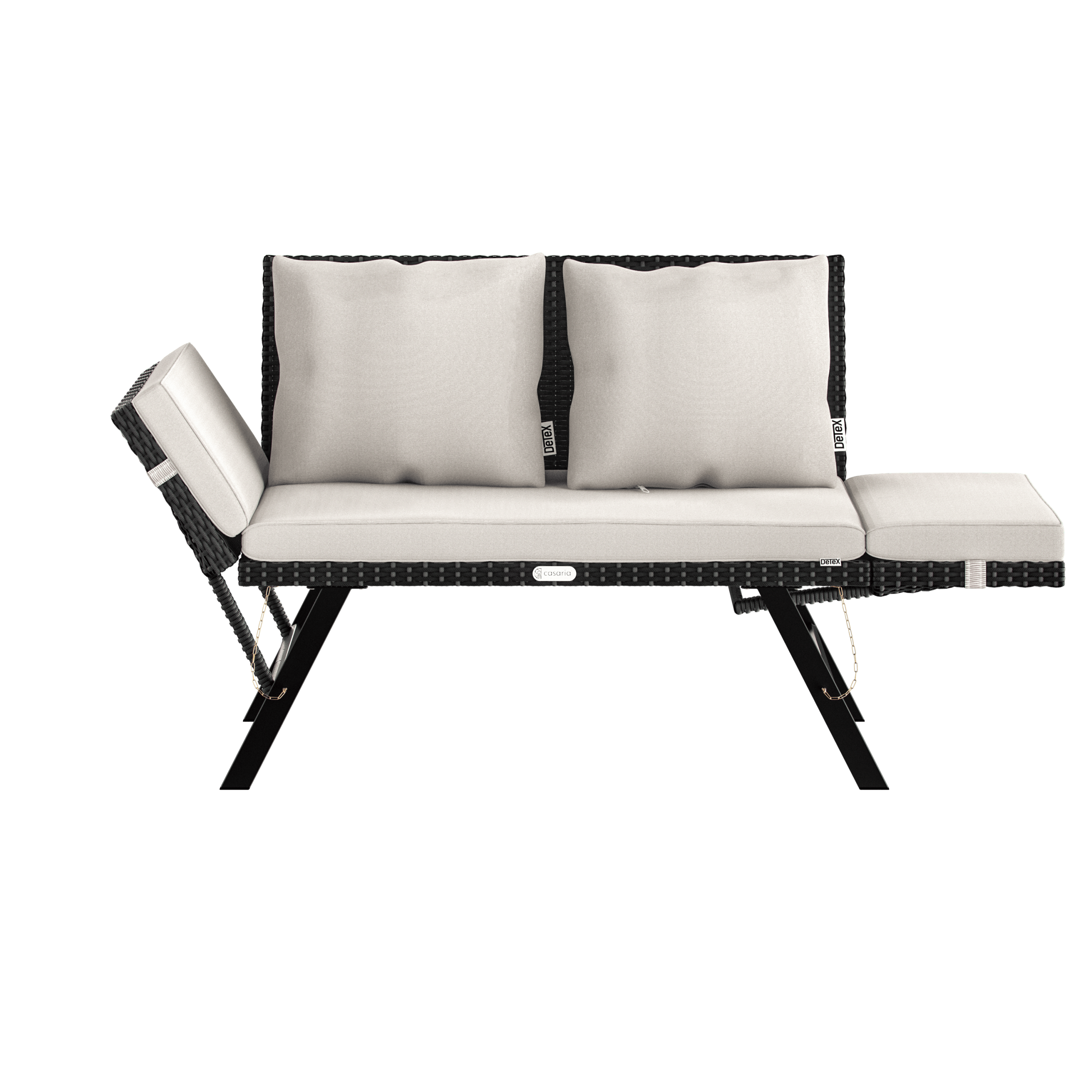 Polyrattan Gartenbank Schwarz/Creme 176x56x81cm