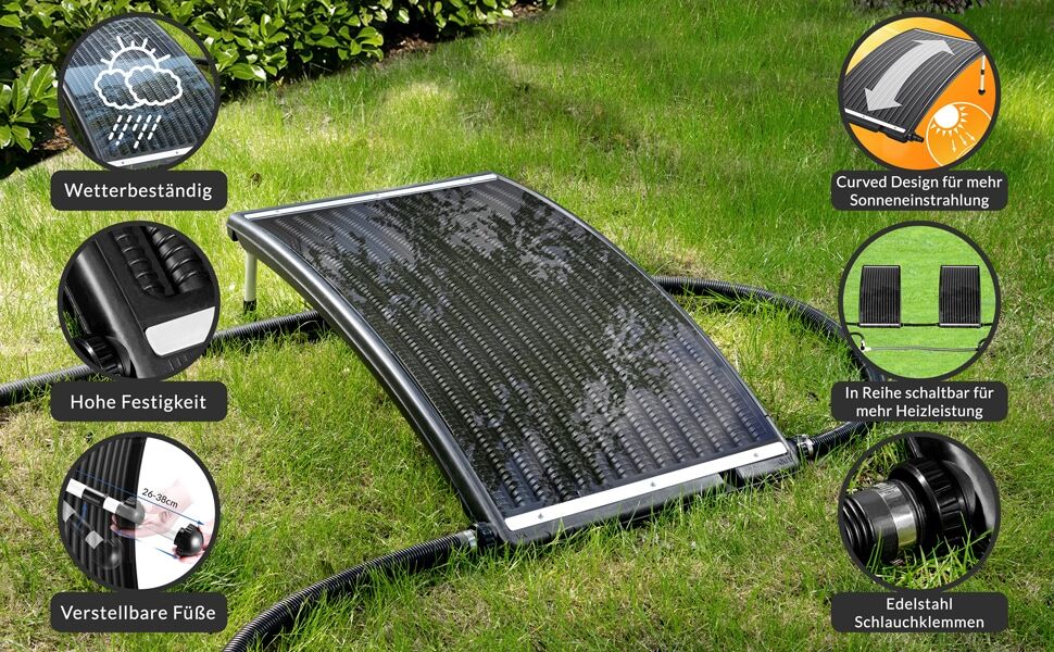 Poolheizung Solar Anthrazit 112x55x14cm Sonnenkollektor Solarheizung