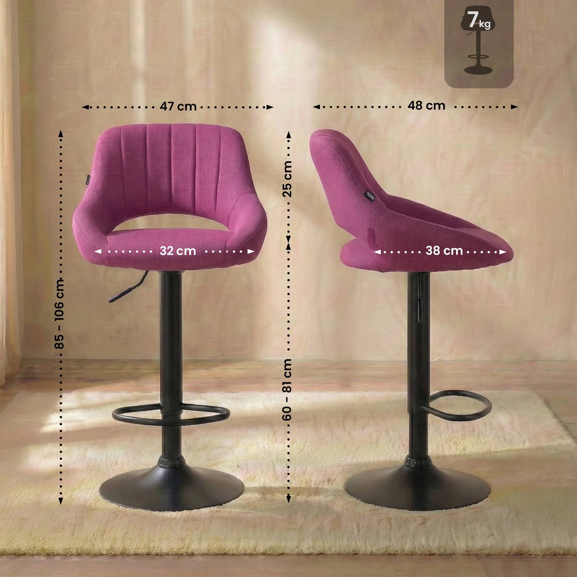 Barhocker Milet Stoff schwarz, lila