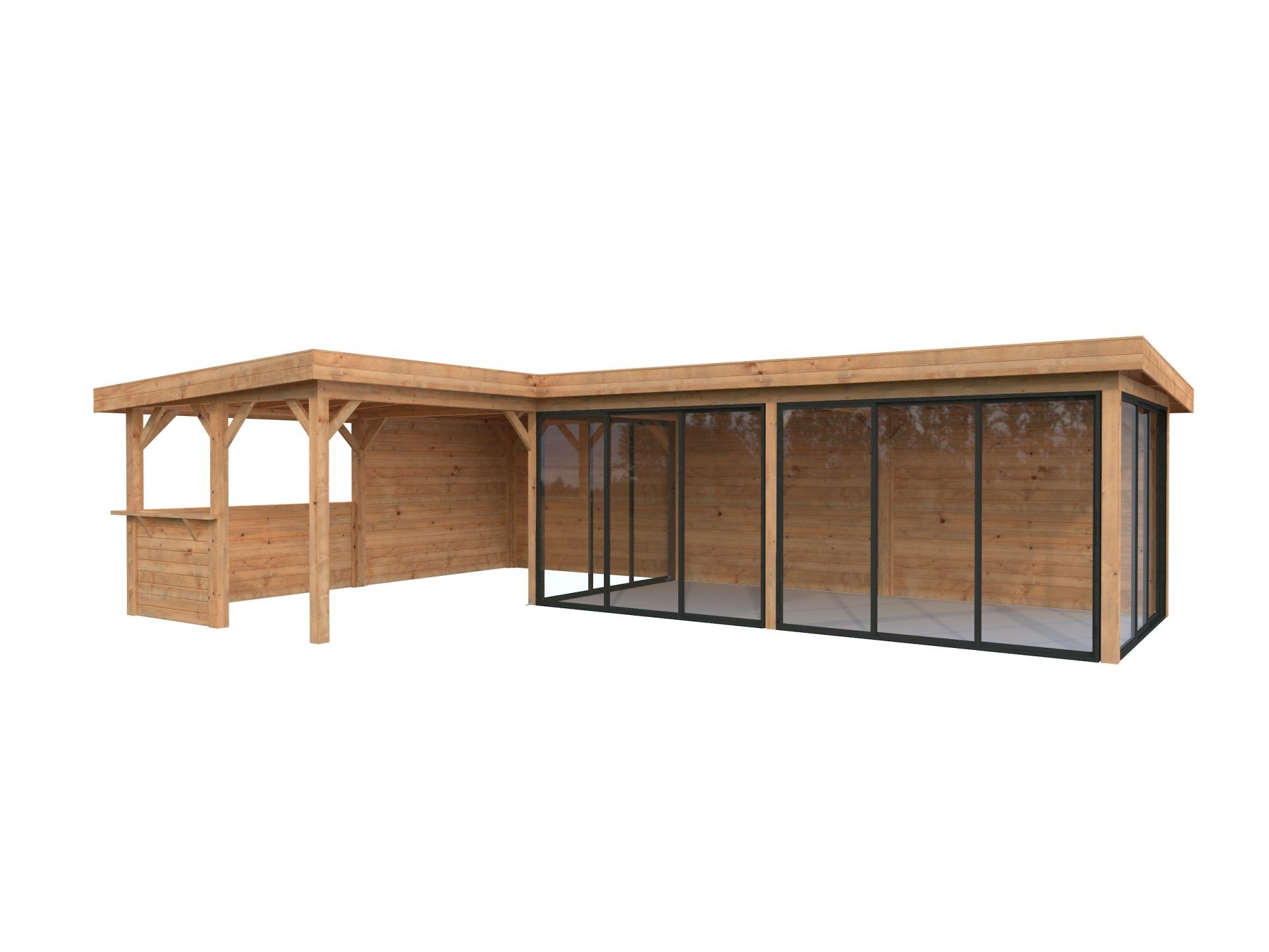 Palmako modernes Gartenhaus Lenna 33,2 m² Set 721 Slide Plus