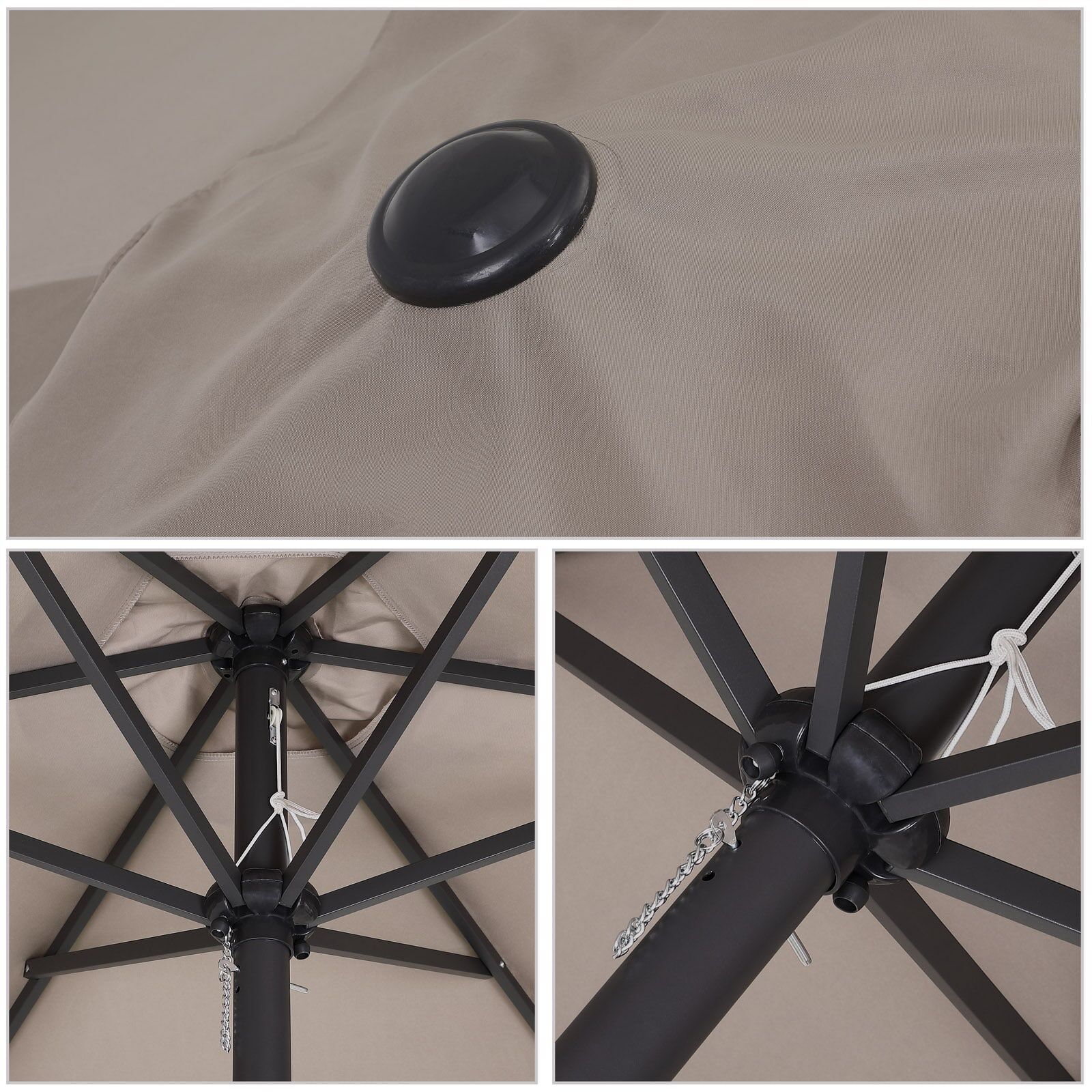 Sonnenschirm Maui Taupe Ø330cm UV-Schutz 80+