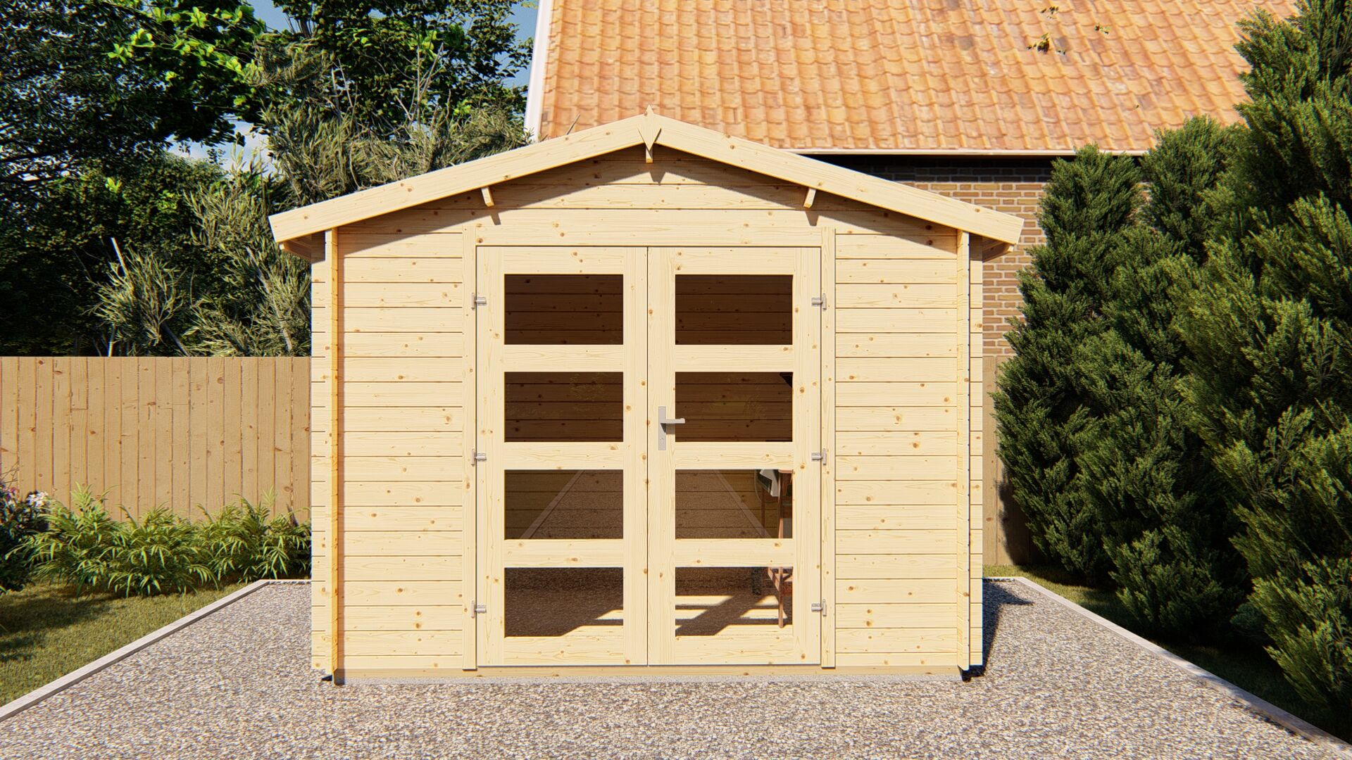 Finn Art Blockhaus Satteldach Gartenhaus Modell Funny 11 Doppeltür