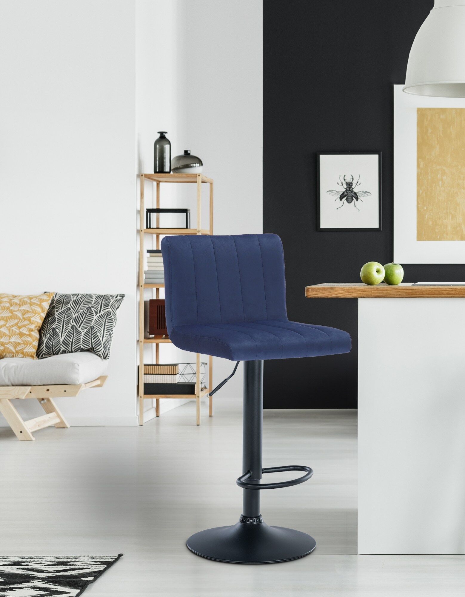 Barhocker Jamie Samt, blau