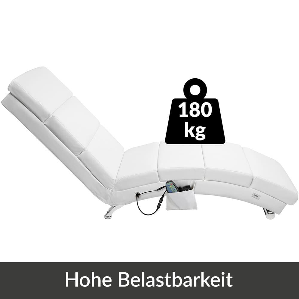 Relaxliege London Weiß mit Massage- + Heizfunktion