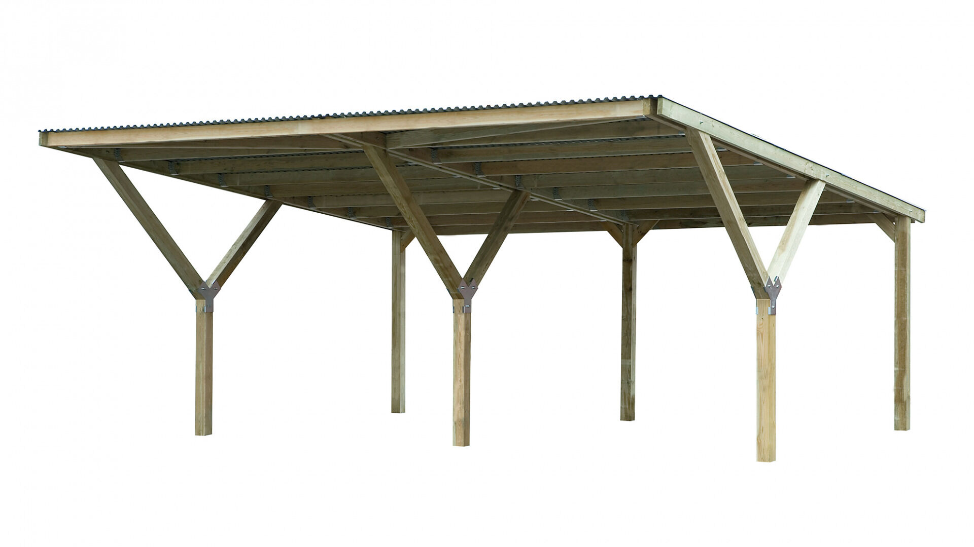 weka Y-Doppelcarport, mit PVC-Dachplatten