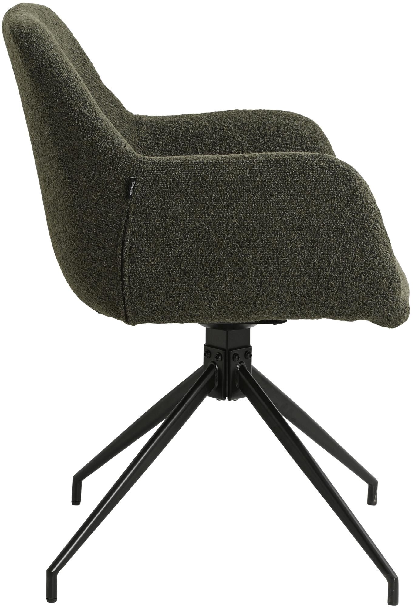 Esszimmerstuhl Merlinda Stoff Teddy, dunkelgrün