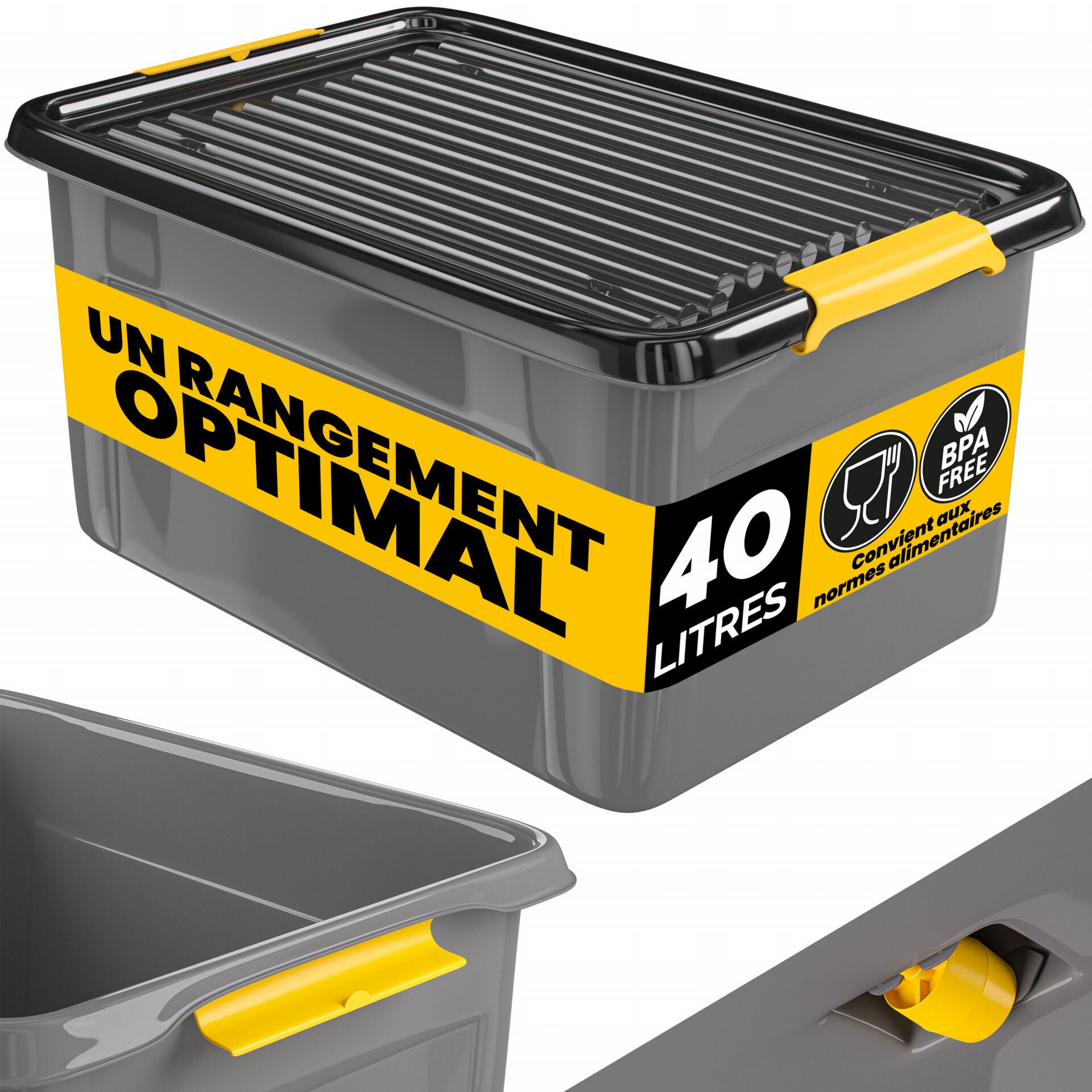 Aufbewahrungsbox Grau/Anthrazit 58x39x25cm stapelbar